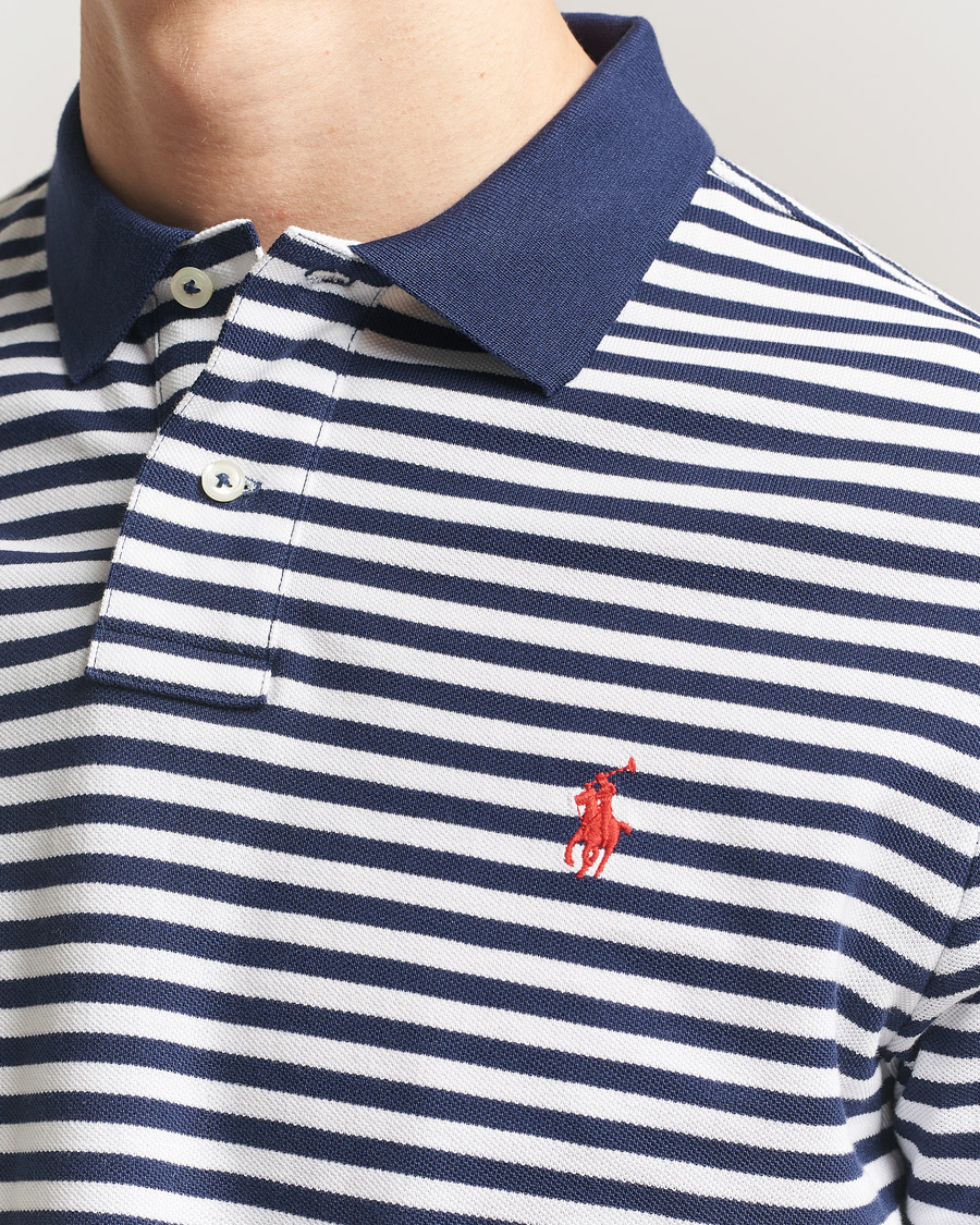 Herre | Pikéer | Polo Ralph Lauren | Custom Slim Fit Striped Polo Navy/White