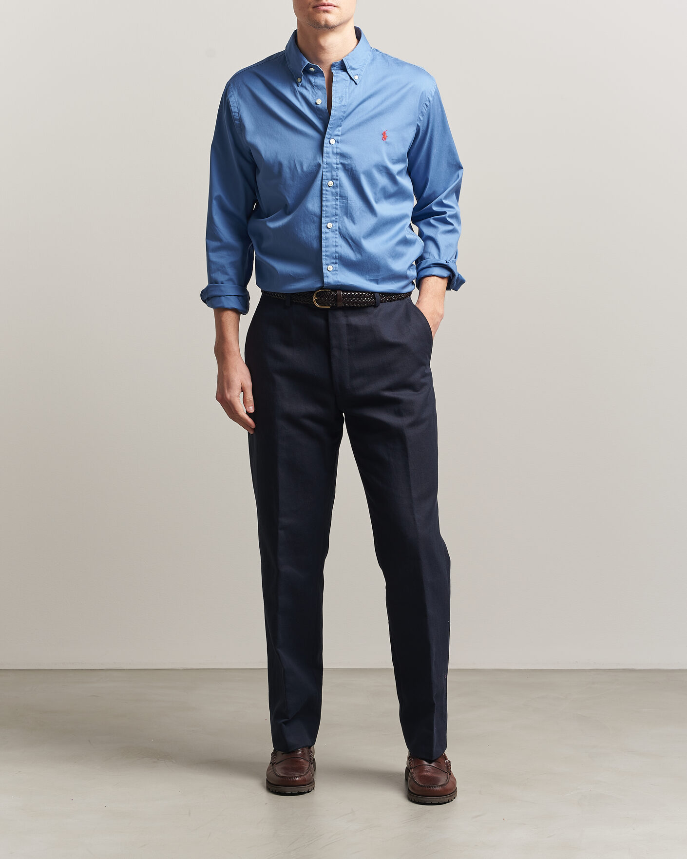 Herre | Skjorter | Polo Ralph Lauren | Custom Fit Garment Twill Shirt Nimes Blue