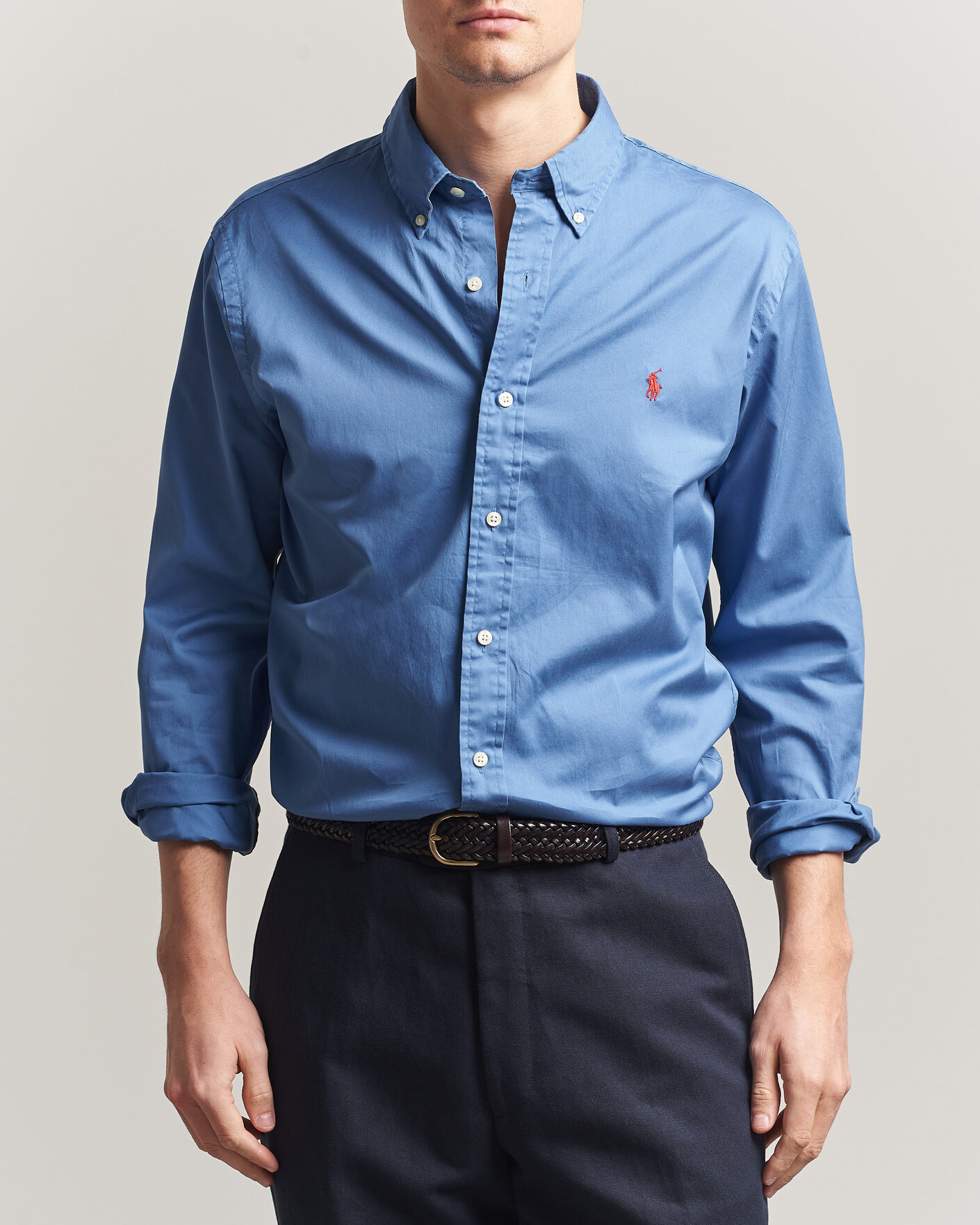 Herre | Skjorter | Polo Ralph Lauren | Custom Fit Garment Twill Shirt Nimes Blue