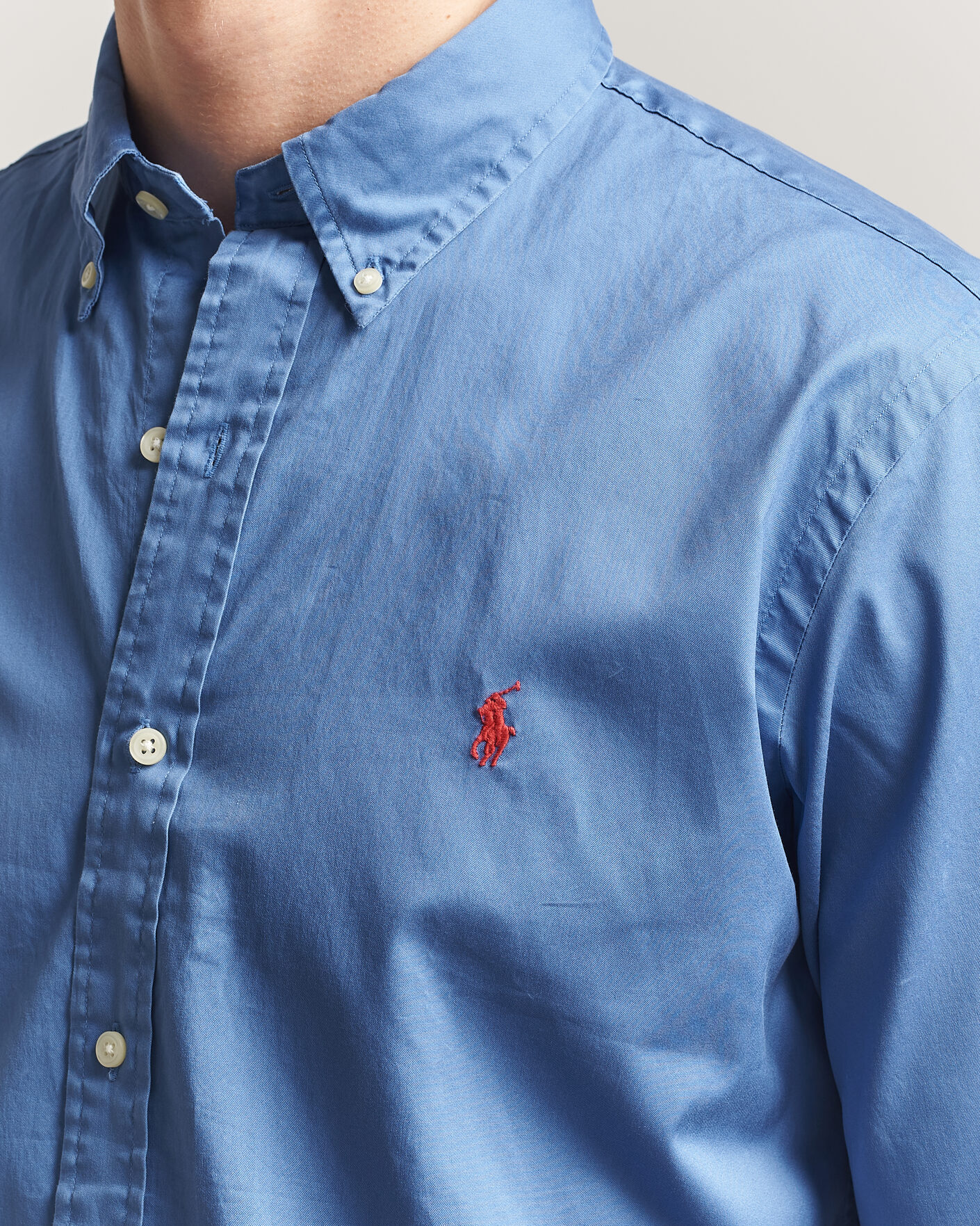 Herre | Skjorter | Polo Ralph Lauren | Custom Fit Garment Twill Shirt Nimes Blue