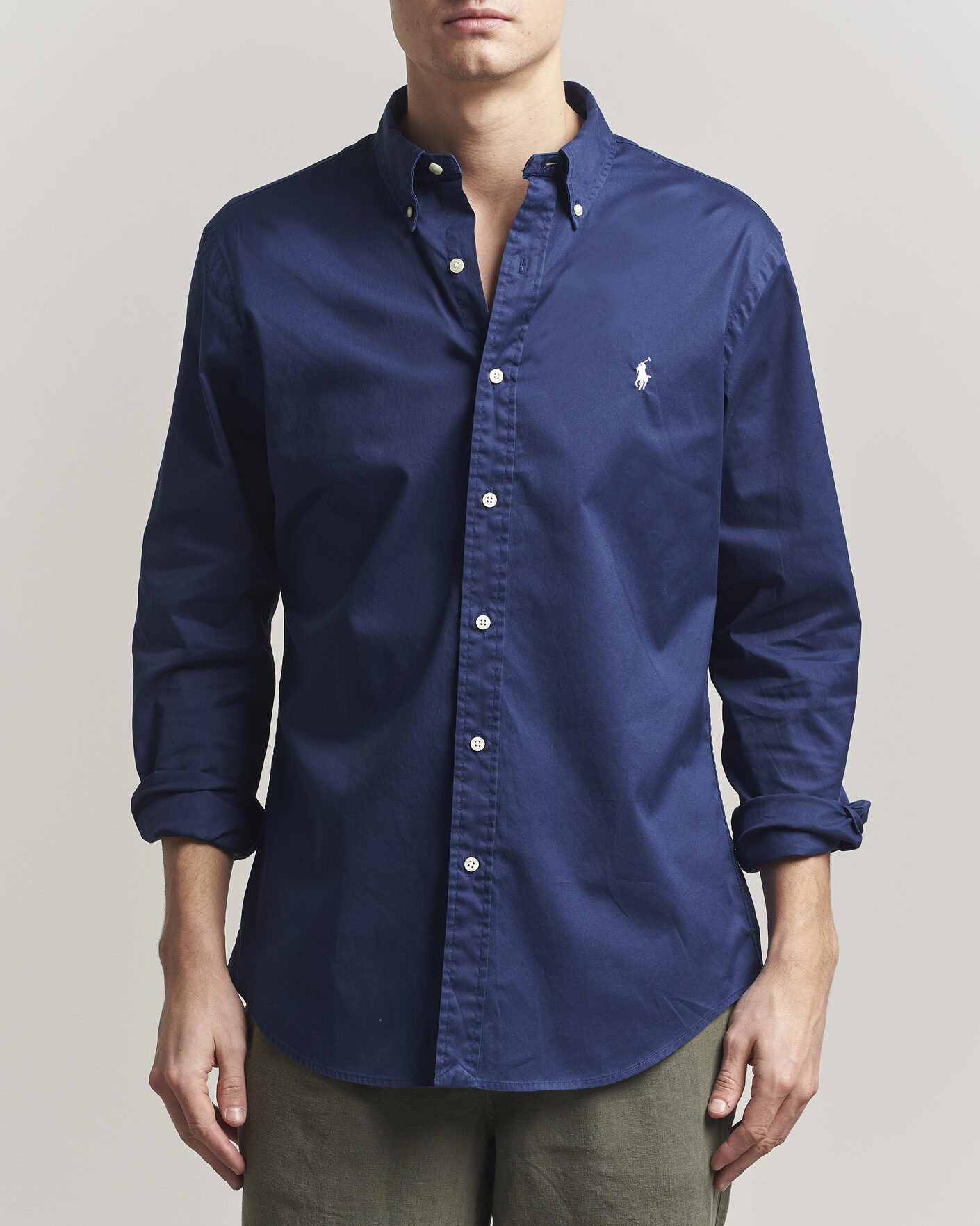 Herre | Skjorter | Polo Ralph Lauren | Custom Fit Garment Twill Shirt Newport Navy