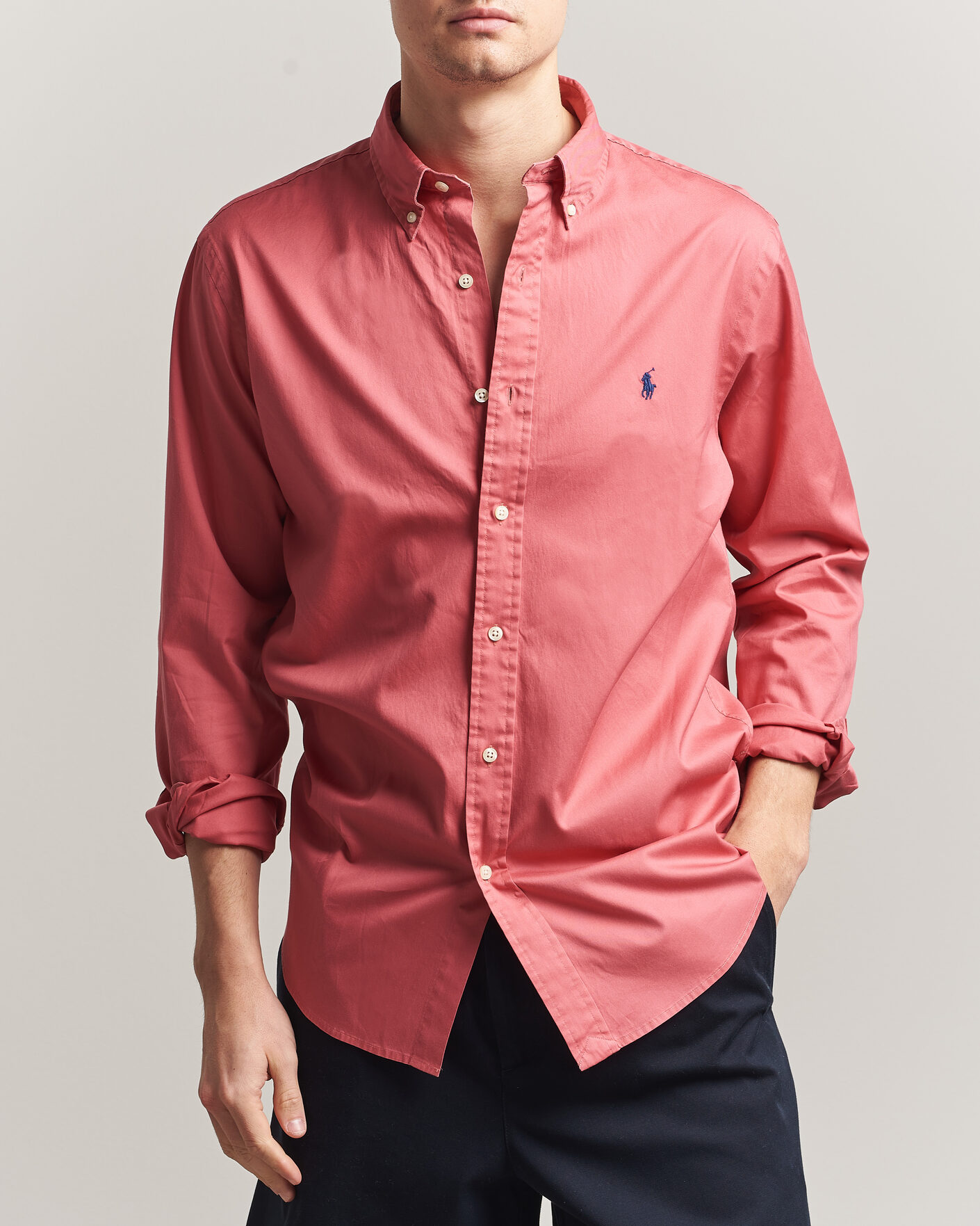 Herre | Skjorter | Polo Ralph Lauren | Custom Fit Garment Twill Shirt Adirondack Berry