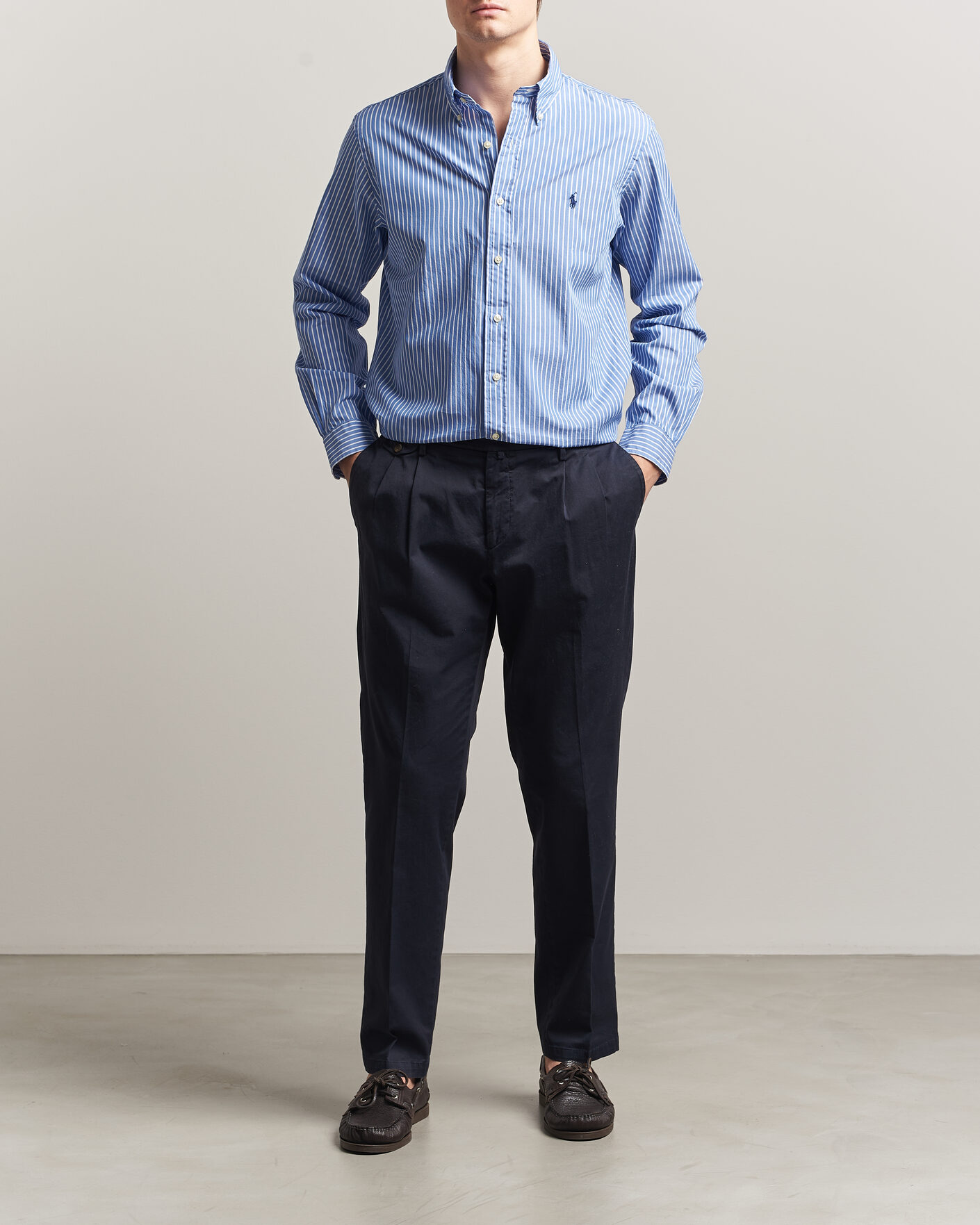 Herre | Skjorter | Polo Ralph Lauren | Custom Fit Poplin Striped Shirt Medium Blue