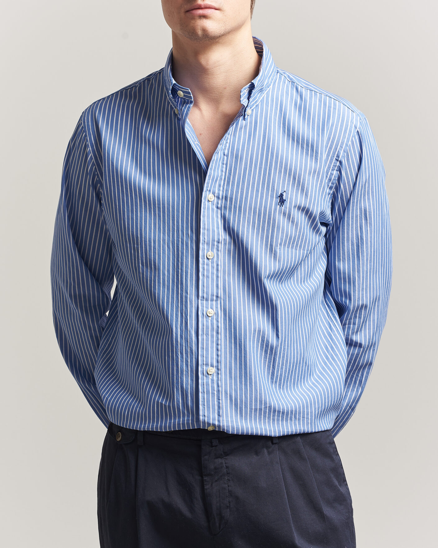 Herre | Skjorter | Polo Ralph Lauren | Custom Fit Poplin Striped Shirt Medium Blue