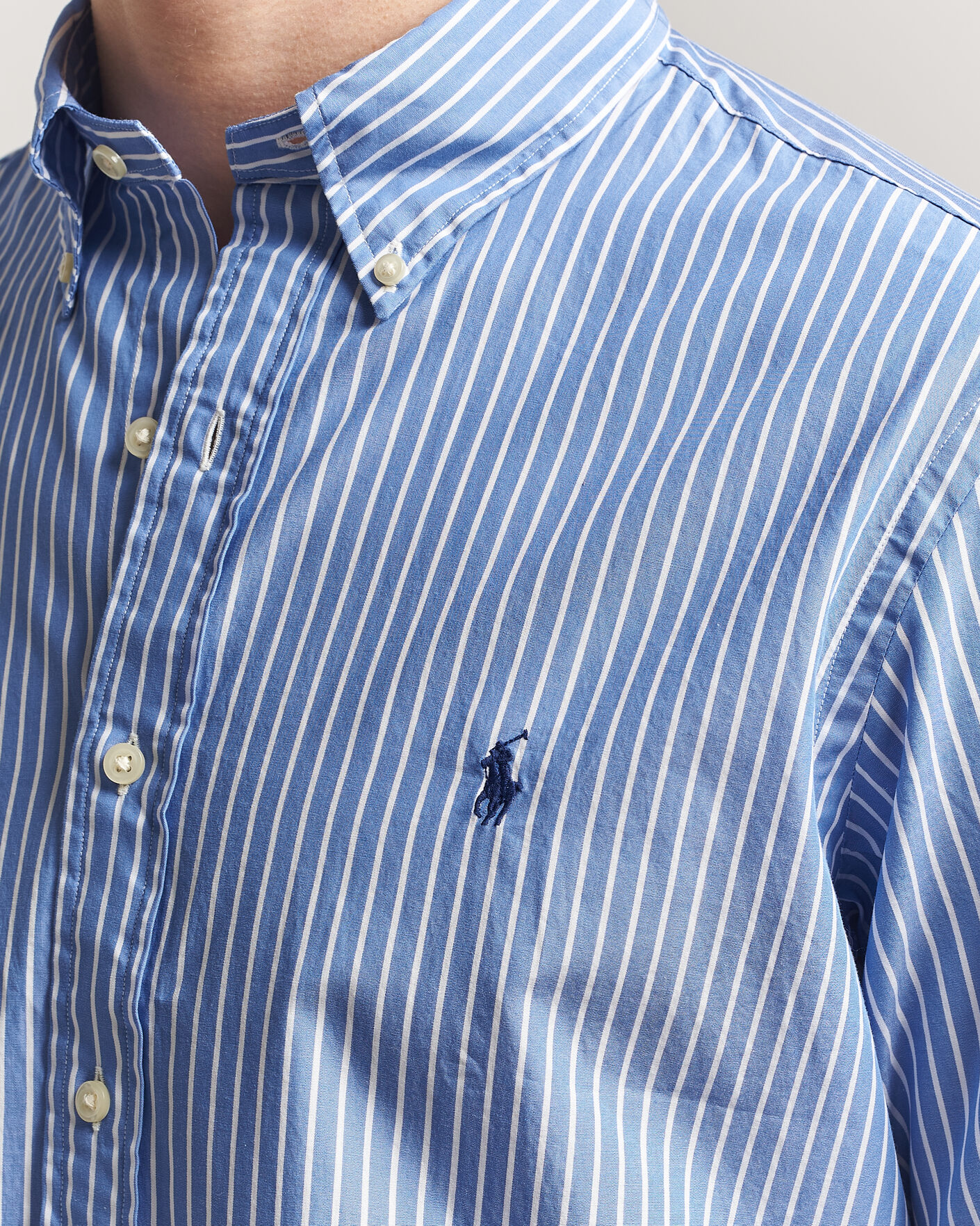 Herre | Skjorter | Polo Ralph Lauren | Custom Fit Poplin Striped Shirt Medium Blue