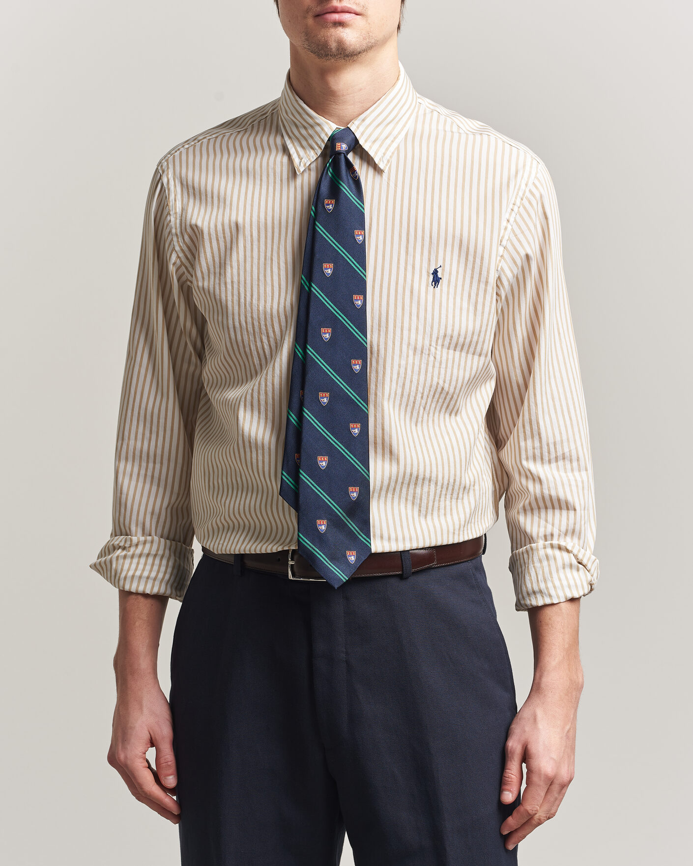 Herre | Skjorter | Polo Ralph Lauren | Custom Fit Poplin Striped Shirt Coastal Beige