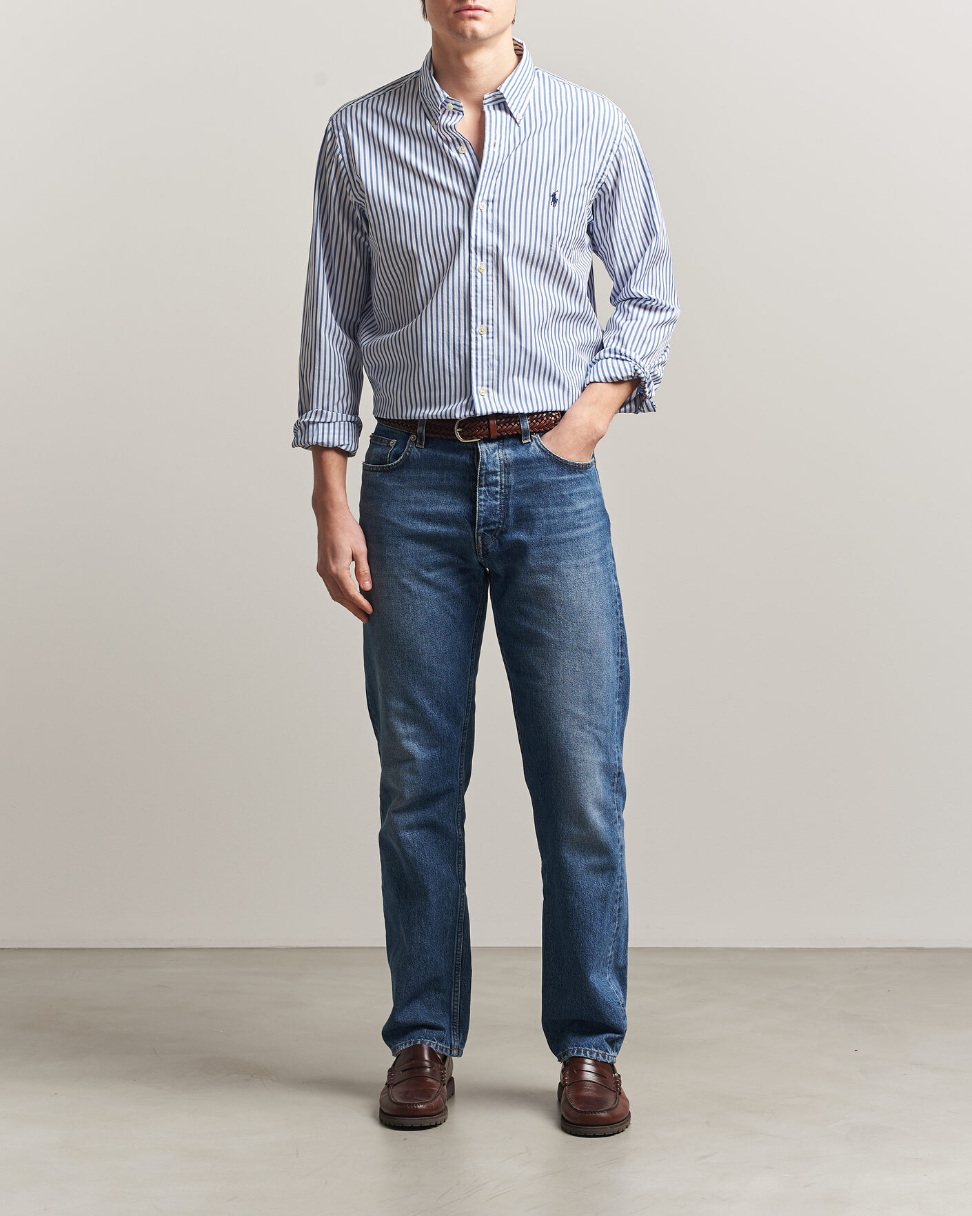 Herre | Skjorter | Polo Ralph Lauren | Custom Fit Poplin Striped Shirt Blue