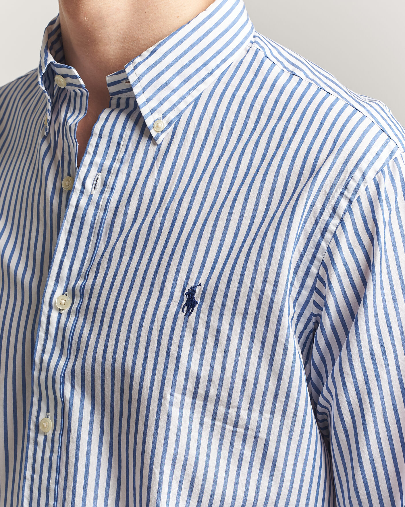 Herre | Skjorter | Polo Ralph Lauren | Custom Fit Poplin Striped Shirt Blue
