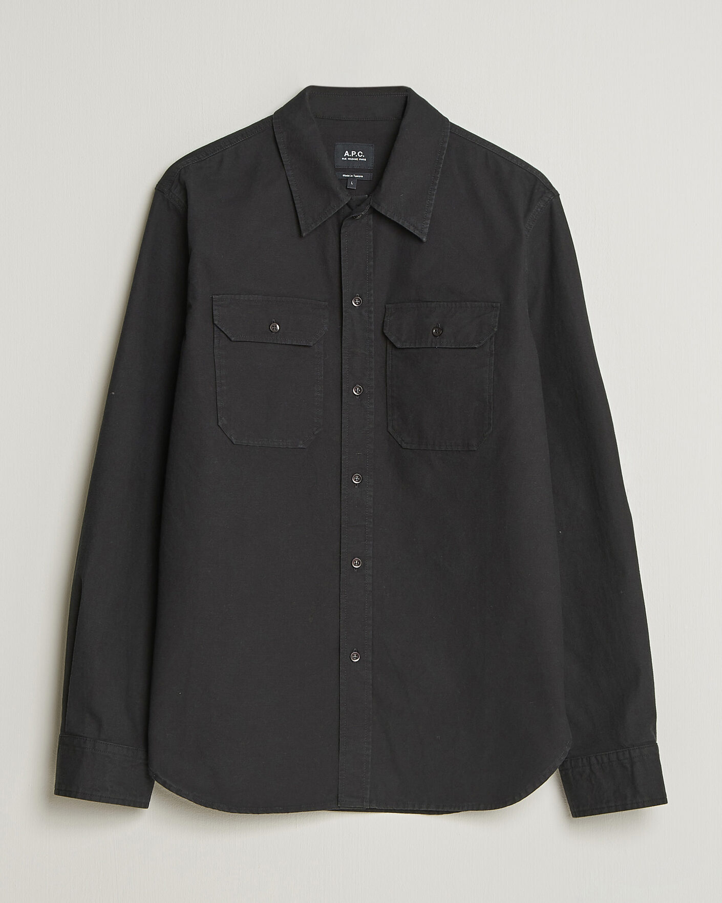 Herre | Skjorter | A.P.C. | Safari Cotton/Linen Overshirt Faded Black
