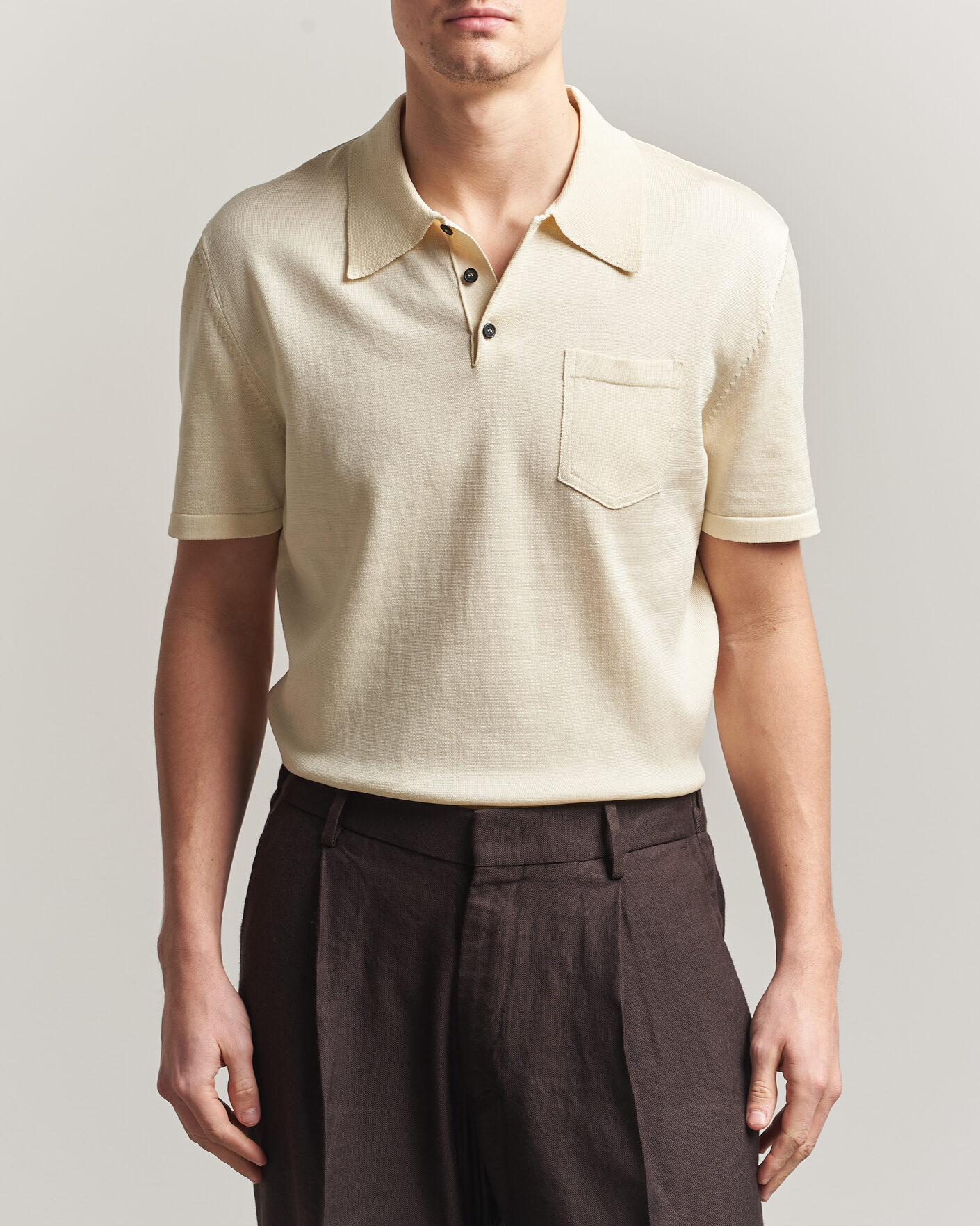 Herre | Pikéer | A.P.C. | Colin Knitted Polo Ecru