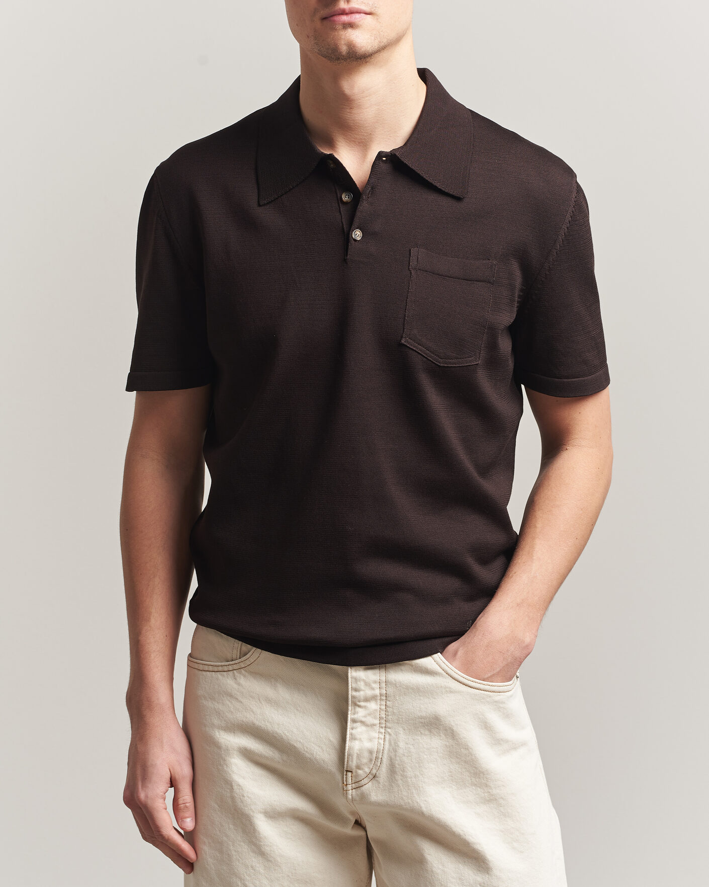 Herre | Pikéer | A.P.C. | Colin Knitted Polo Brown