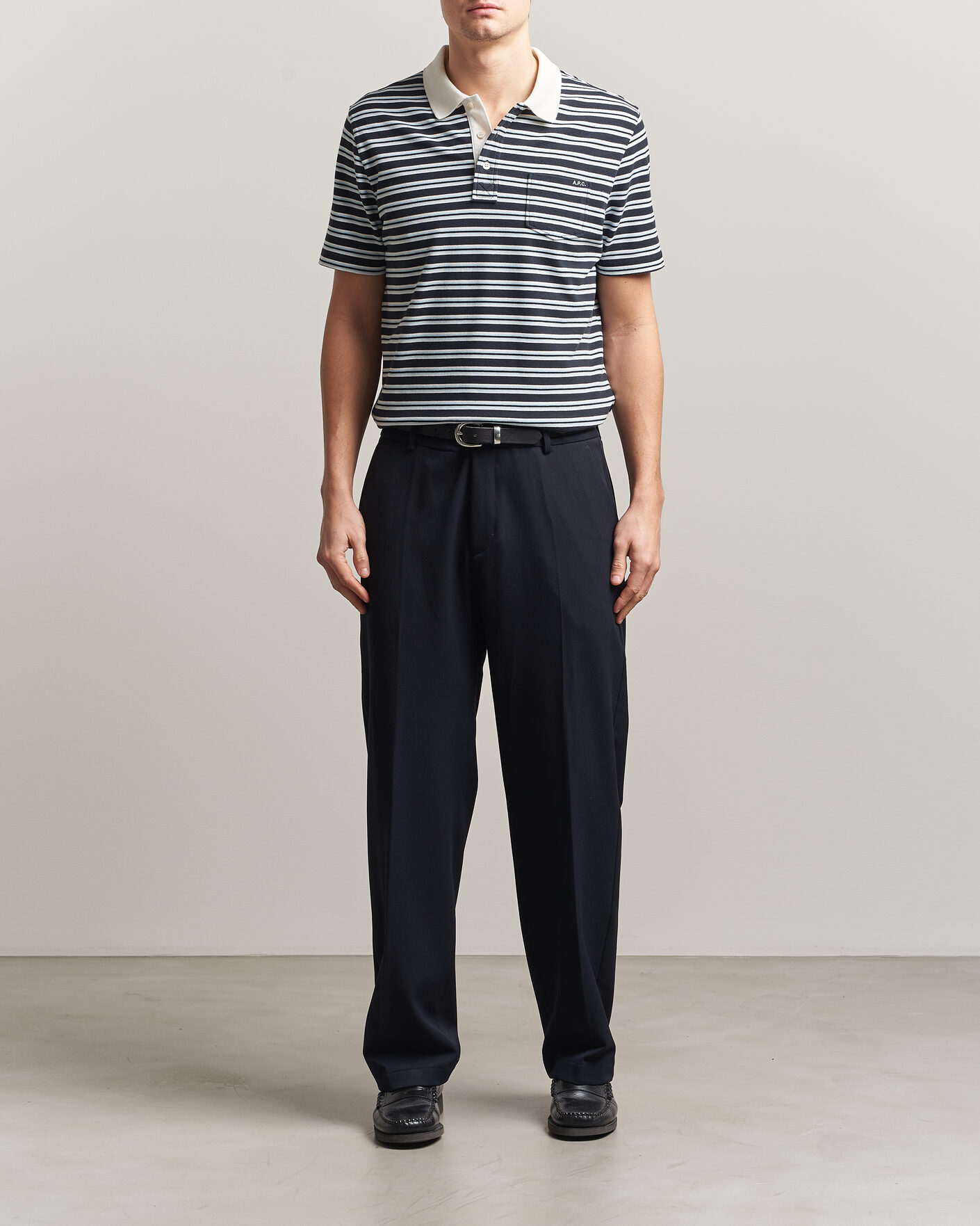 Herre | Pikéer | A.P.C. | Oscar Striped Polo Dark Navy