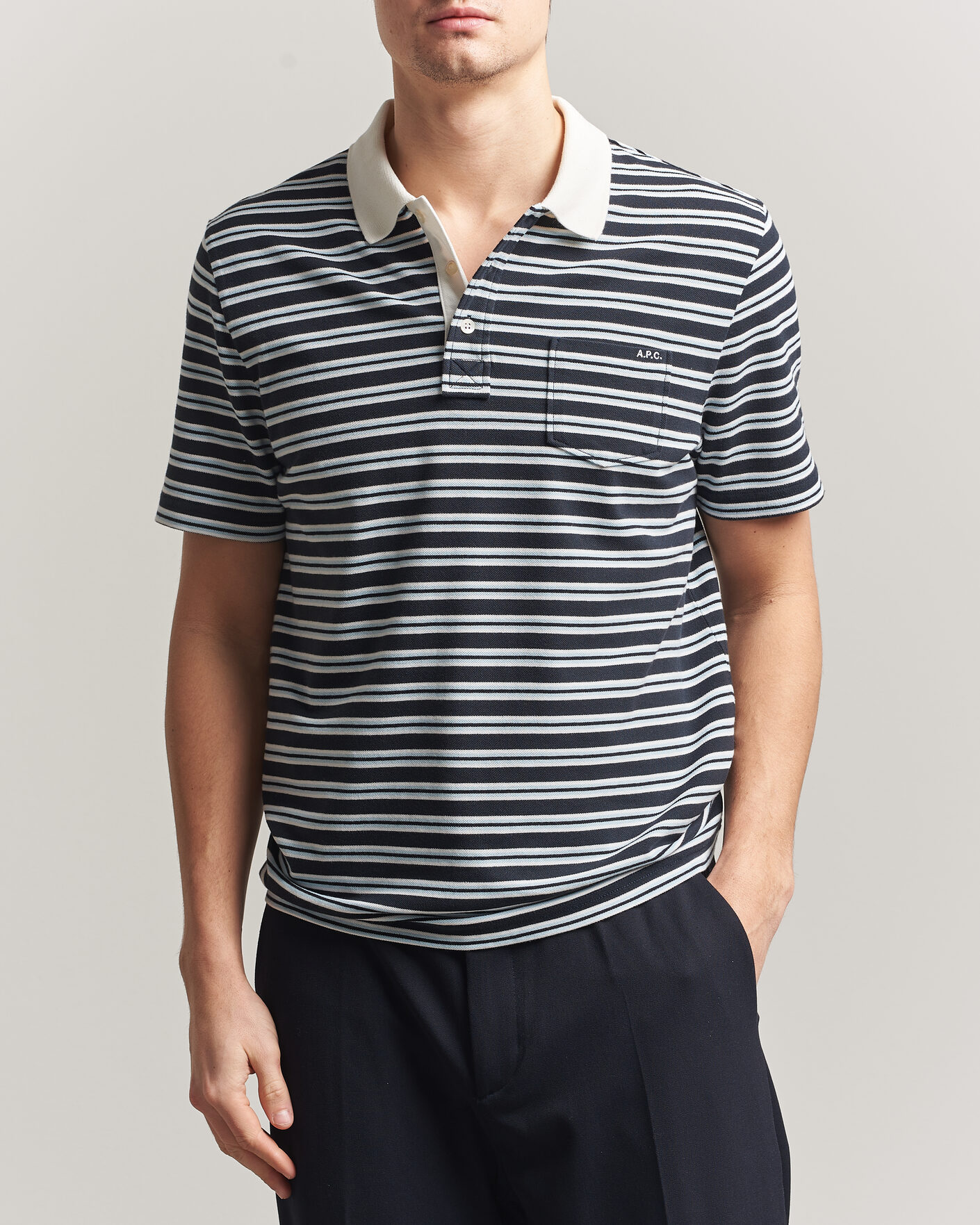Herre | Pikéer | A.P.C. | Oscar Striped Polo Dark Navy