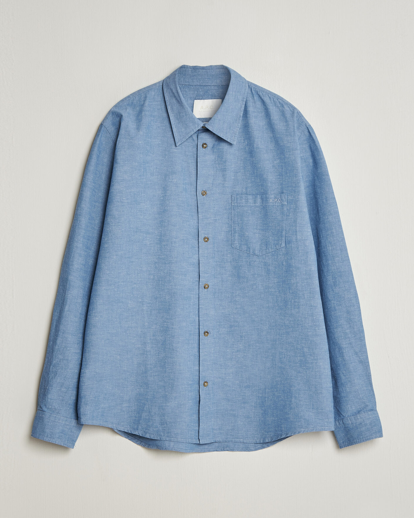 Herre | Skjorter | A.P.C. | Harris Cotton/Linen Shirt Blue