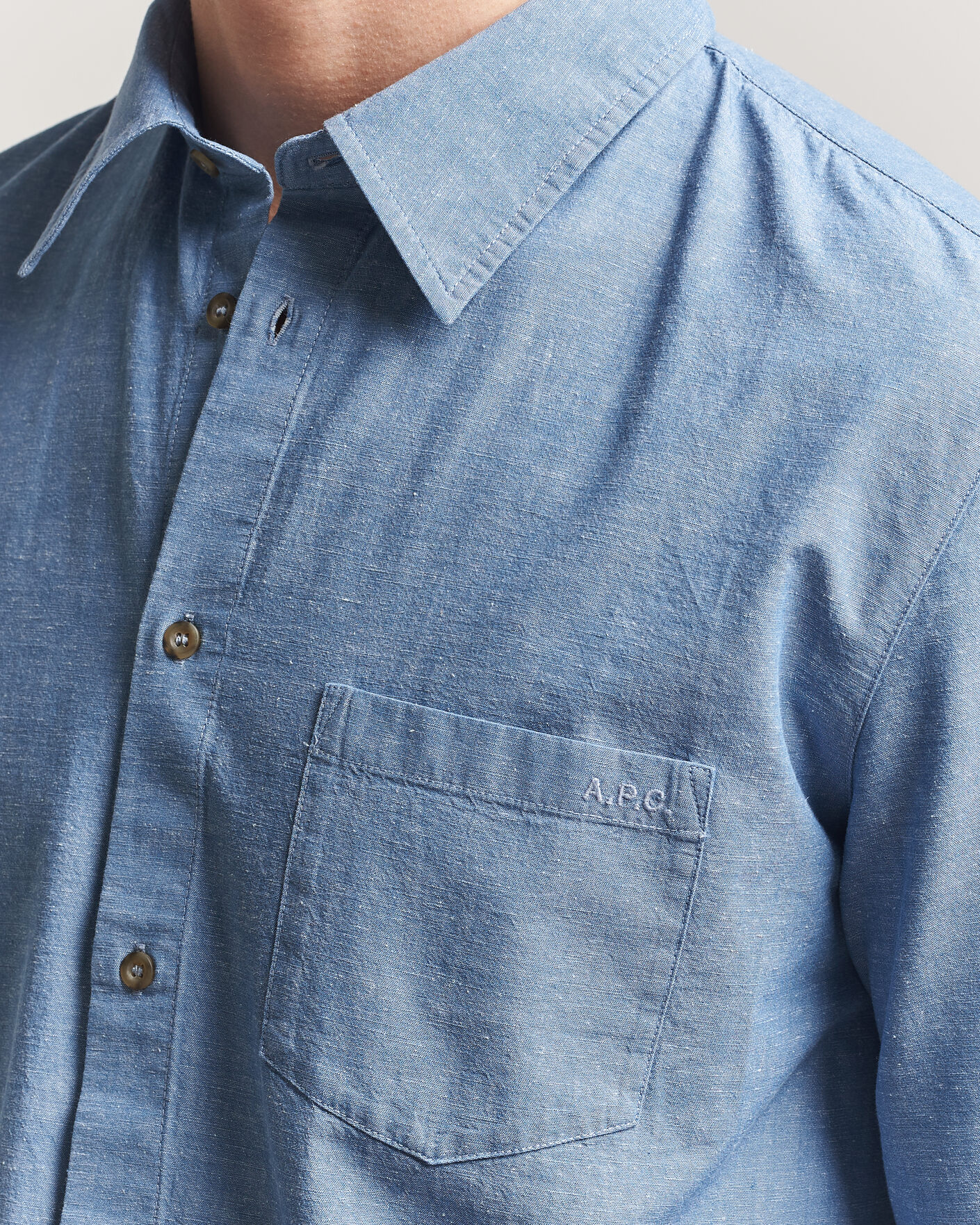 Herre | Skjorter | A.P.C. | Harris Cotton/Linen Shirt Blue