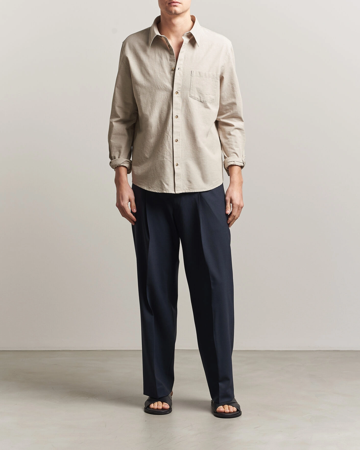 Herre | Skjorter | A.P.C. | Harris Cotton/Linen Shirt Sage Green