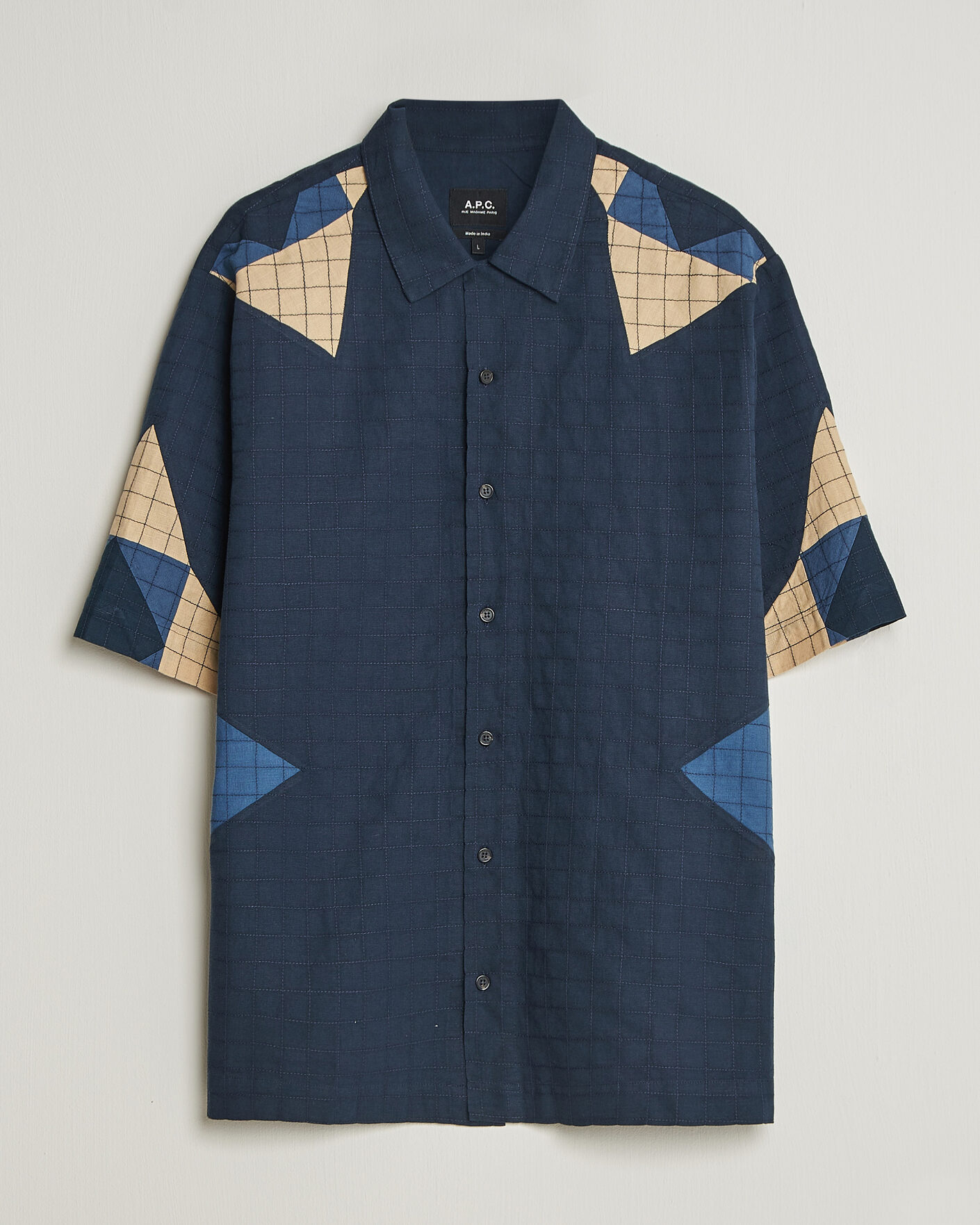 Herre | Skjorter | A.P.C. | Patchwork Short Sleeve Indigo