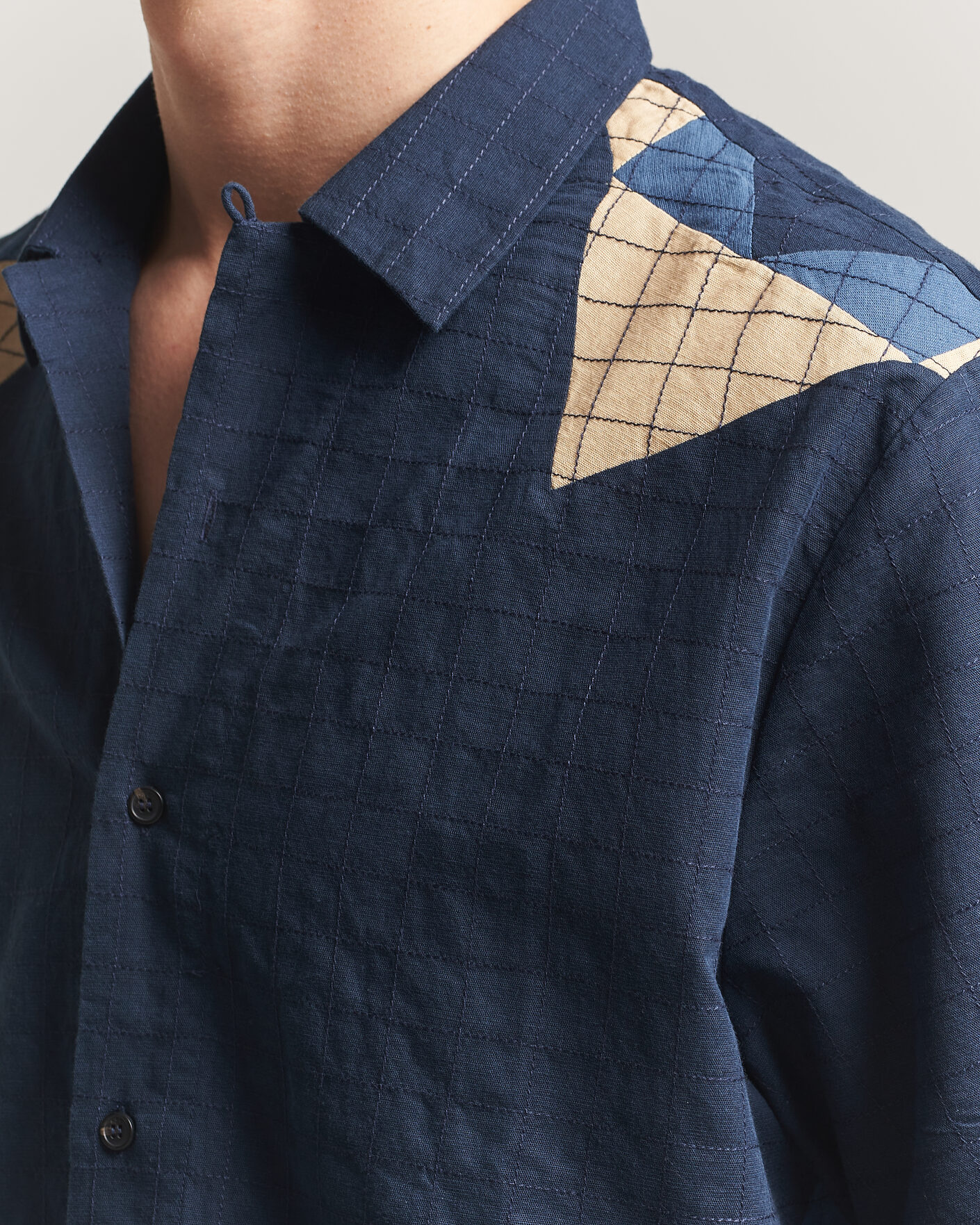 Herre | Skjorter | A.P.C. | Patchwork Short Sleeve Indigo