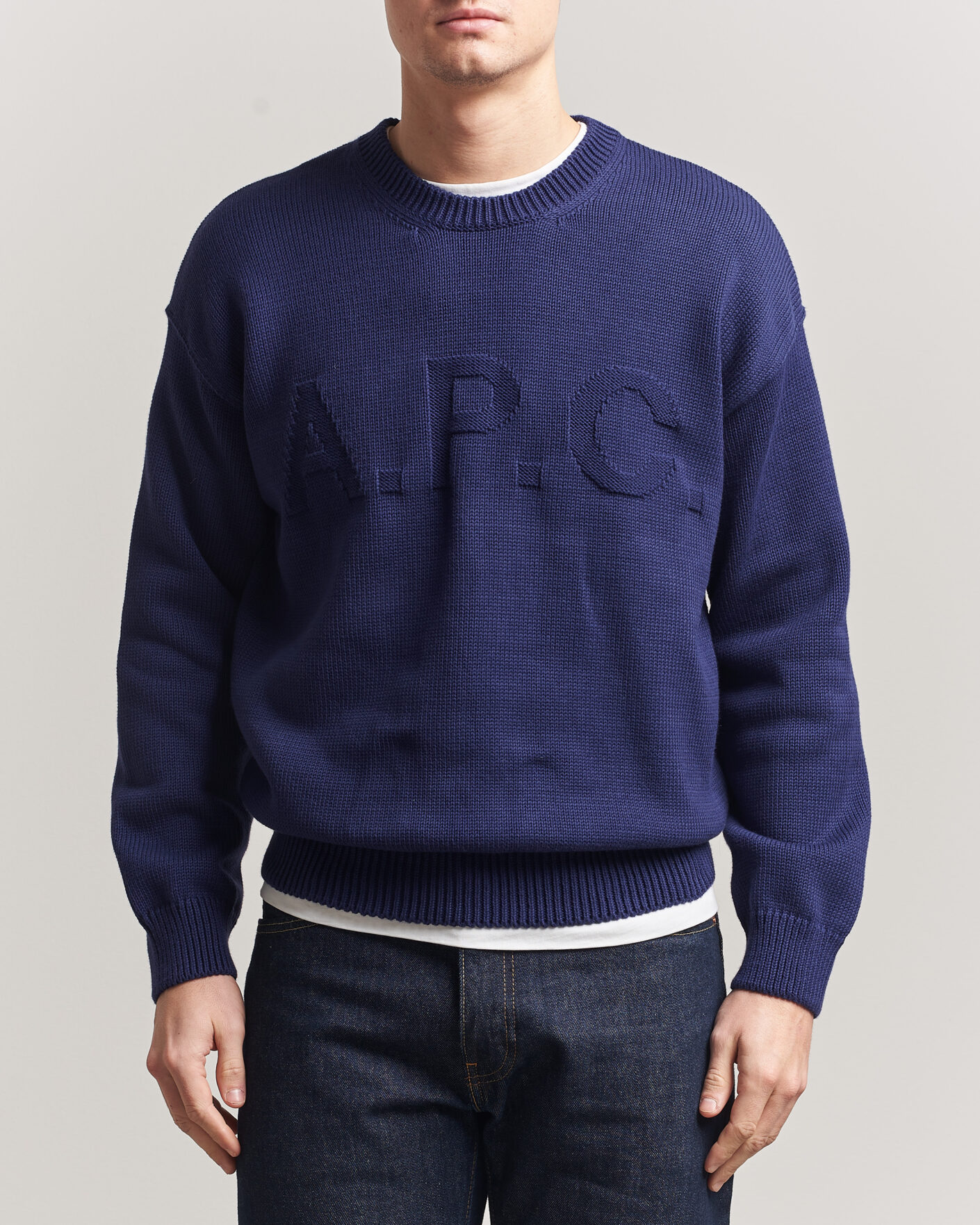 Herre | Gensere | A.P.C. | Leo Cotton Knitted Sweater Dark Blue