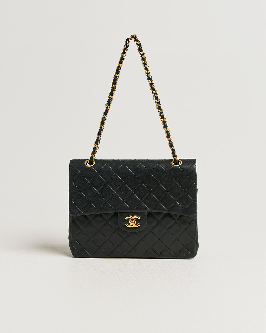 Herre | Pre-Owned & Vintage Bags | Chanel Pre-Owned | Classic Double Flap Square Medium Lambskin Black