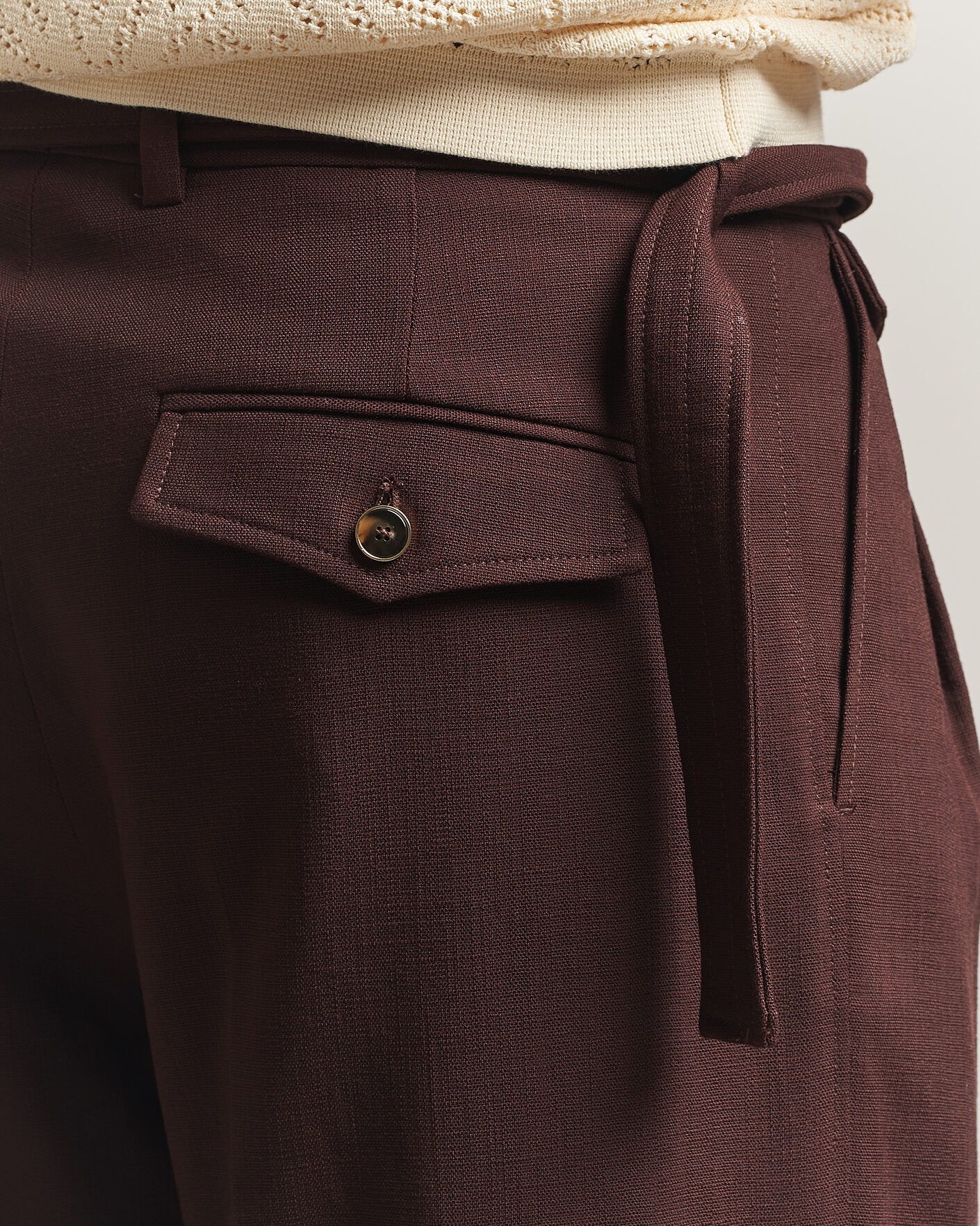Herre | Bukser | Drôle de Monsieur | Viscose Pleated Trousers Brown