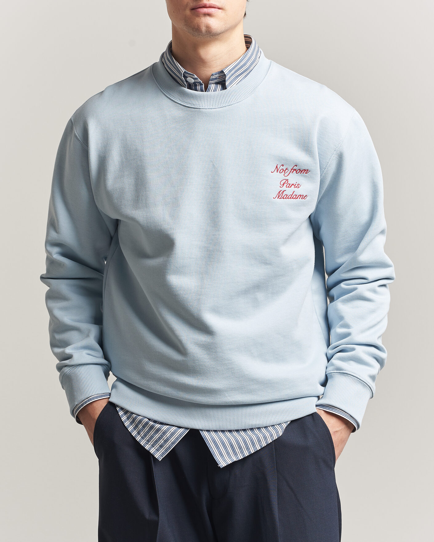 Herre | Gensere | Drôle de Monsieur | Slogan Cursive Sweatshirt Light Blue