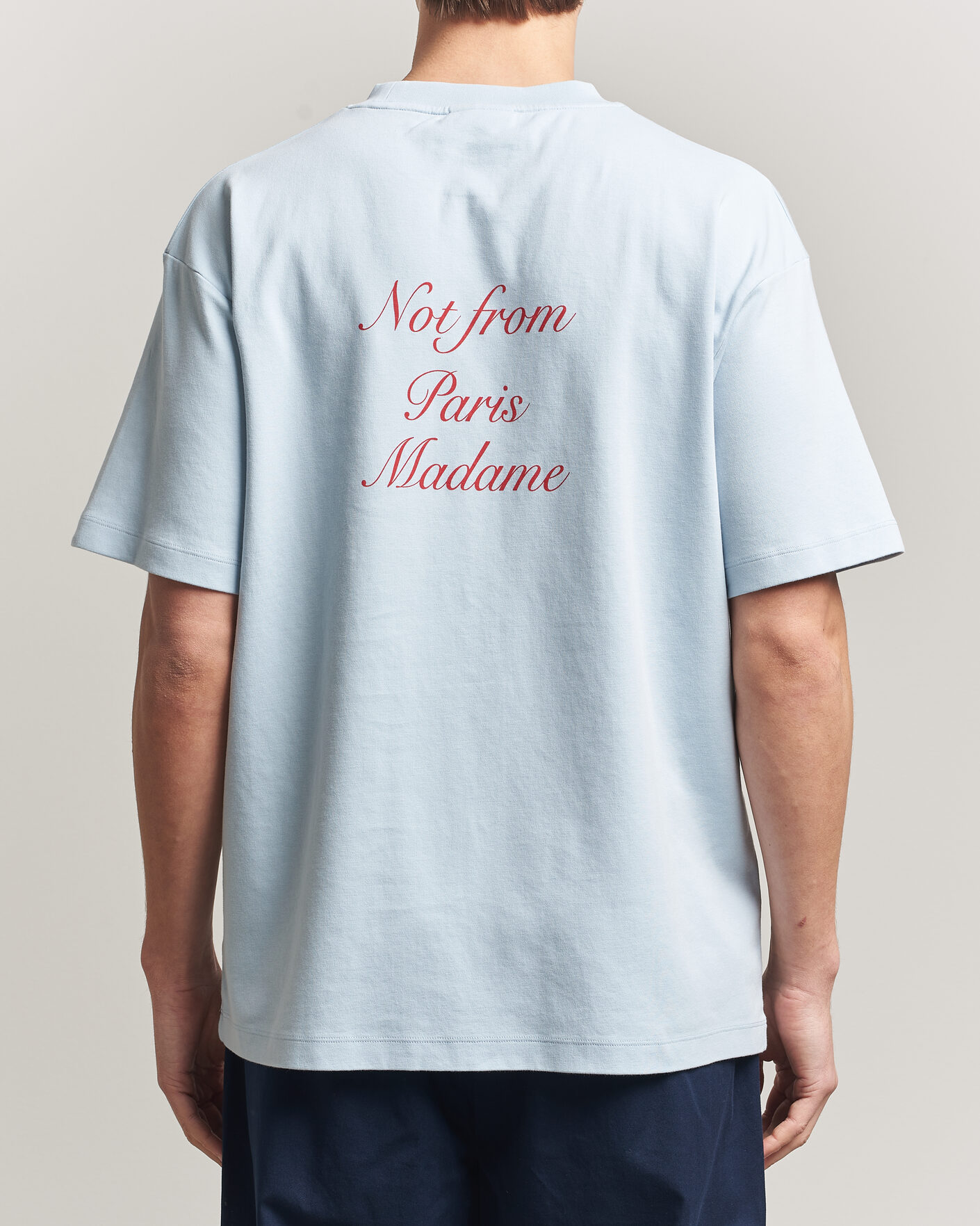 Herre | T-Shirts | Drôle de Monsieur | Slogan Cursive T-Shirt Light Blue
