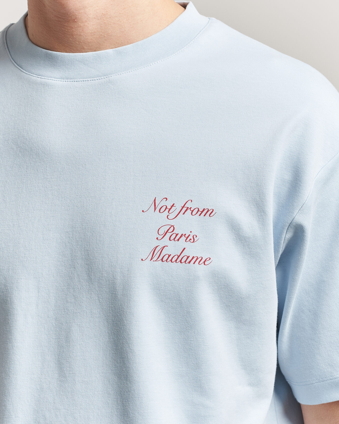 Herre | T-Shirts | Drôle de Monsieur | Slogan Cursive T-Shirt Light Blue