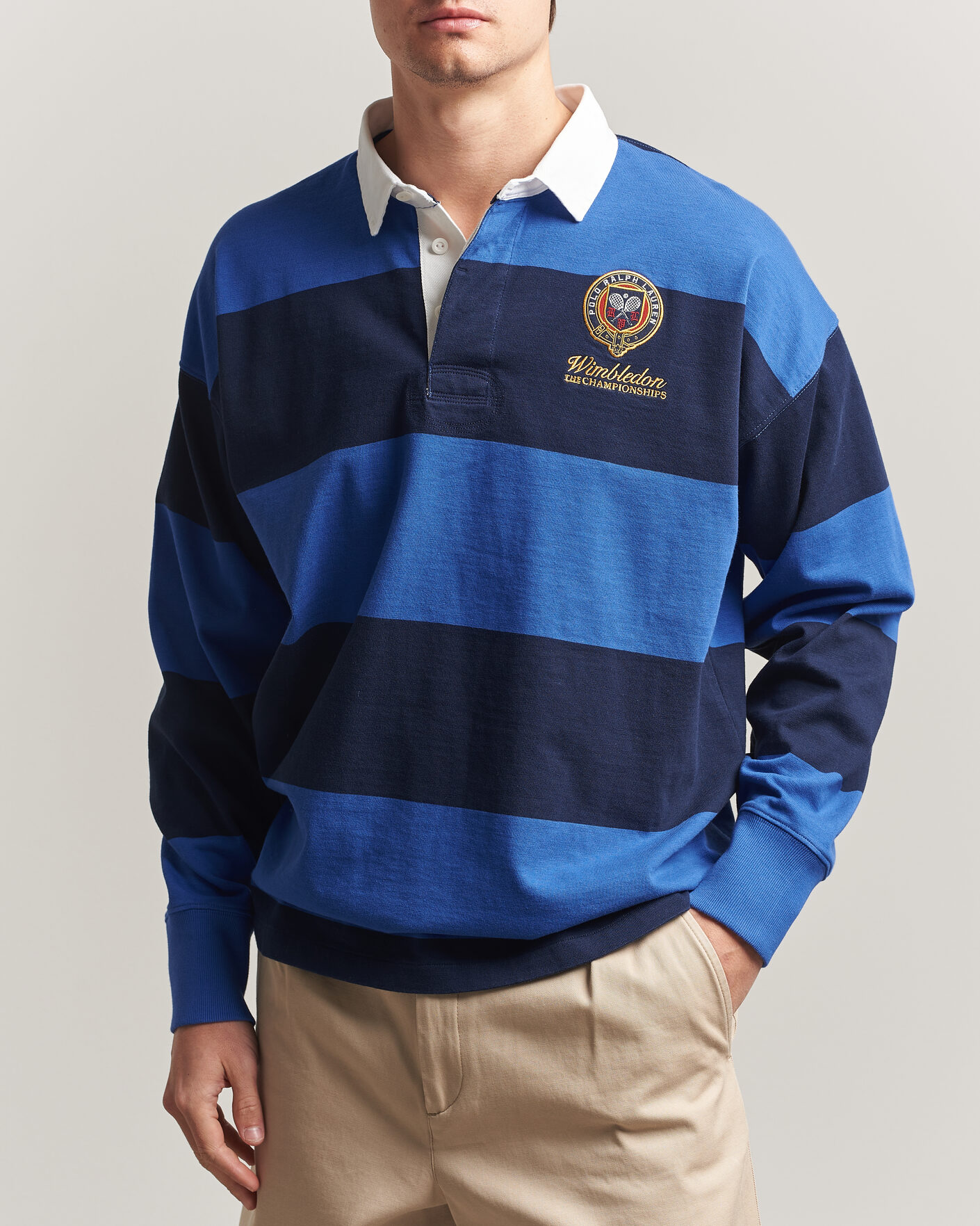 Herre | Gensere | Polo Ralph Lauren | Striped Rugby Pullover Collegiate Blue