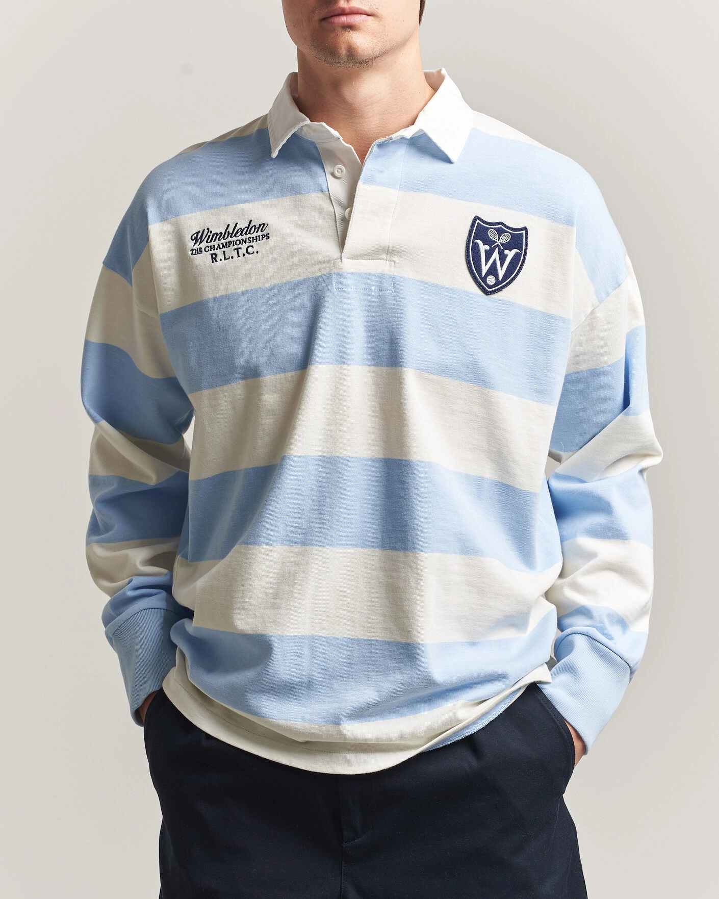 Herre | Gensere | Polo Ralph Lauren | Striped Rugby Pullover Office Blue/Deckwash White