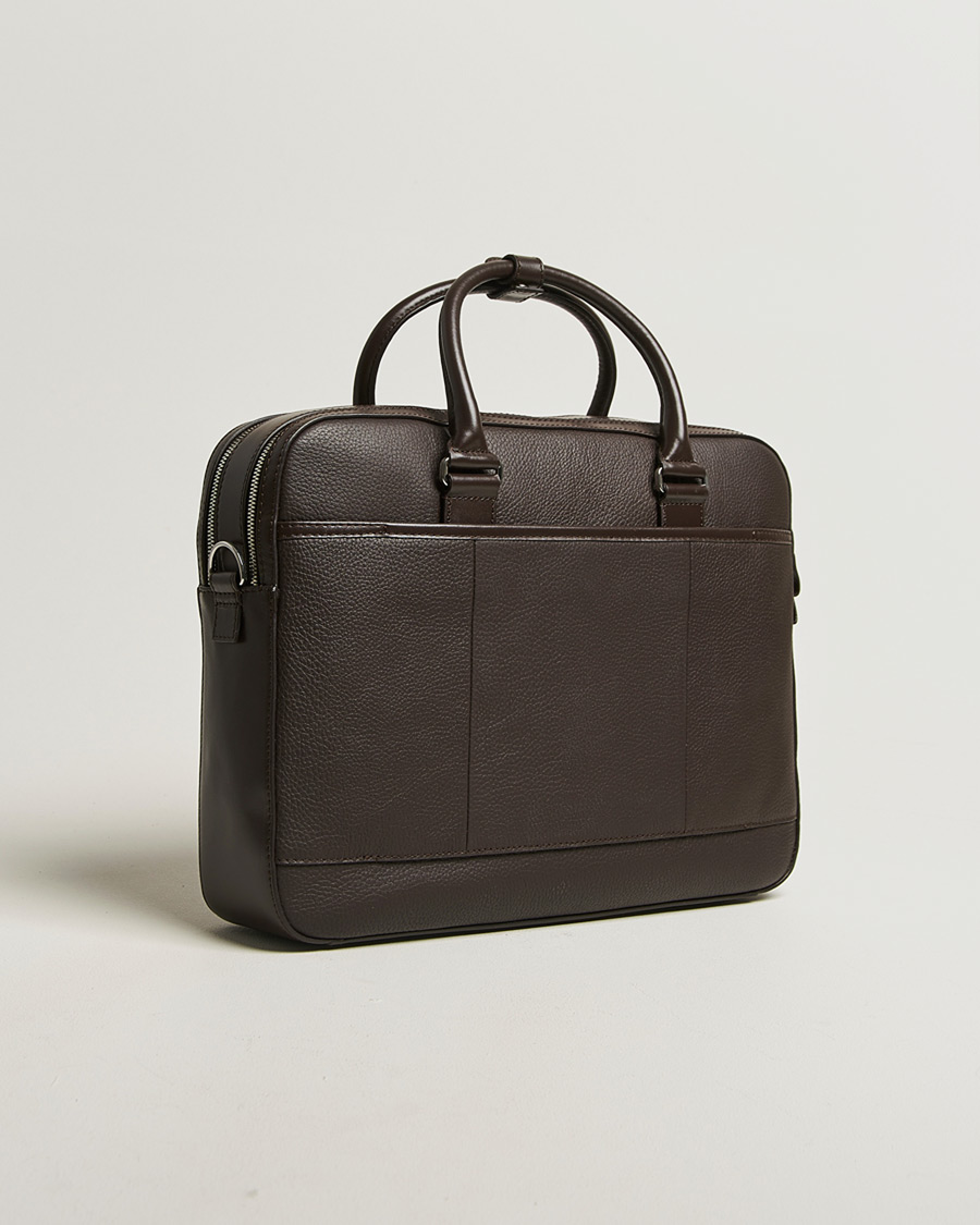 Herre | Vesker | Tiger of Sweden | Burin Grained Leather Briefcase Dark Brown