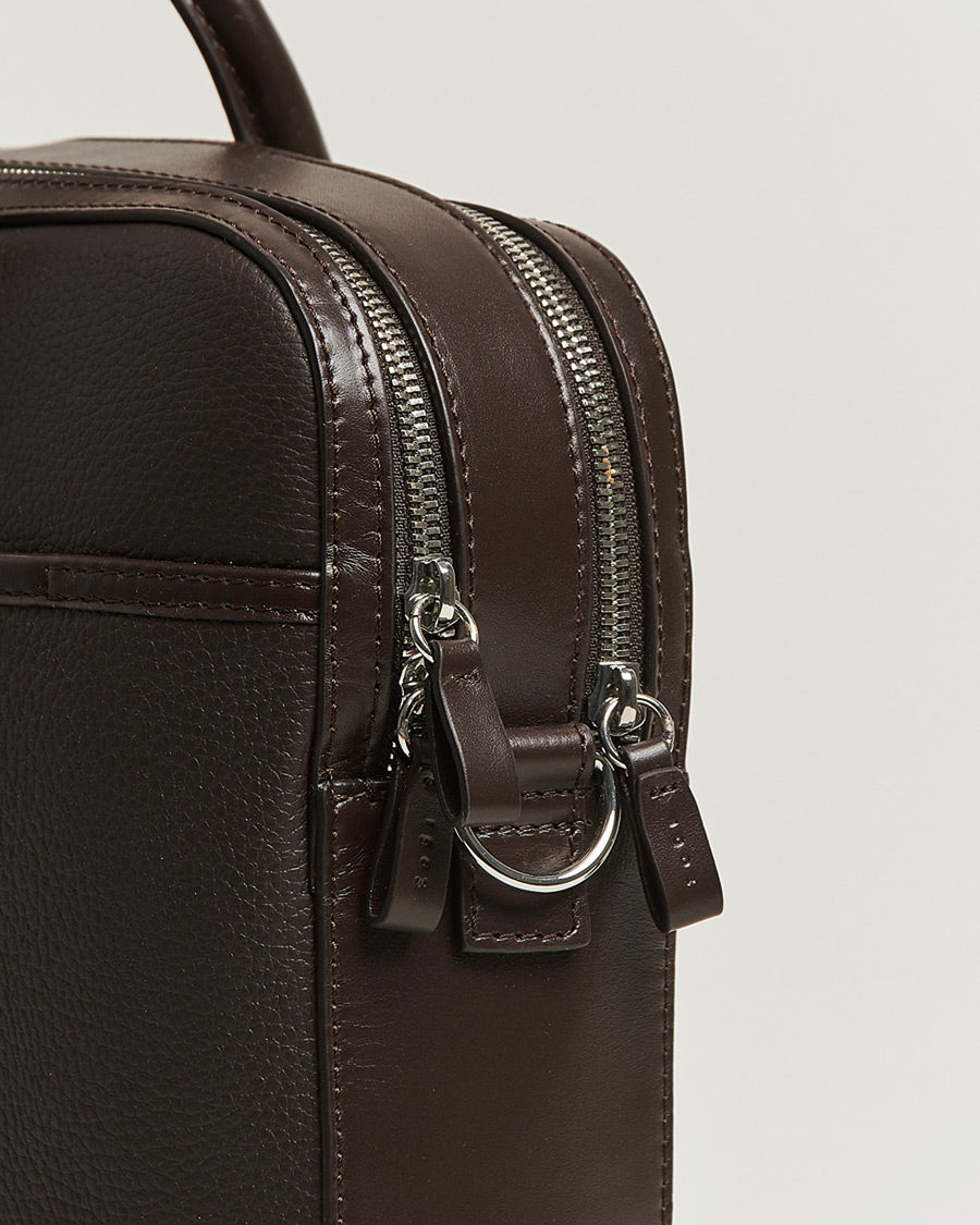 Herre | Vesker | Tiger of Sweden | Burin Grained Leather Briefcase Dark Brown