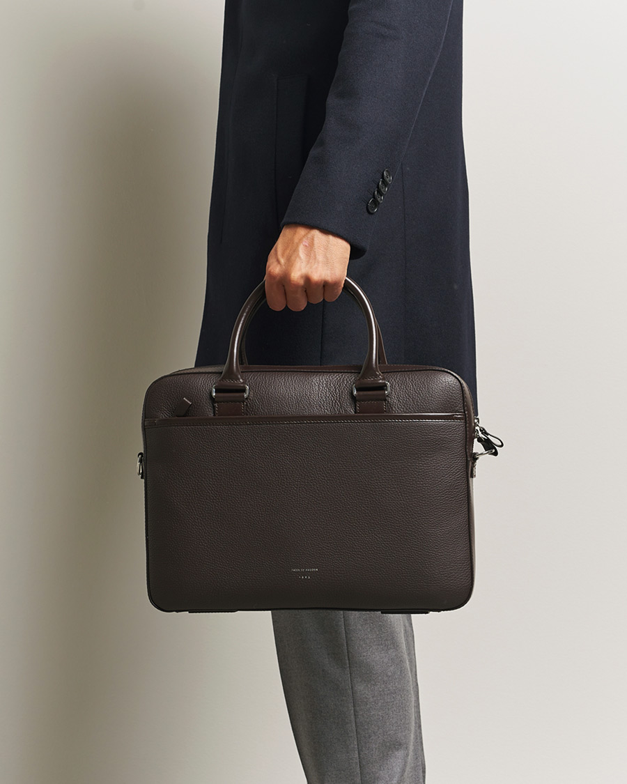 Herre | Vesker | Tiger of Sweden | Bosun Grained Leather Briefcase Dark Brown