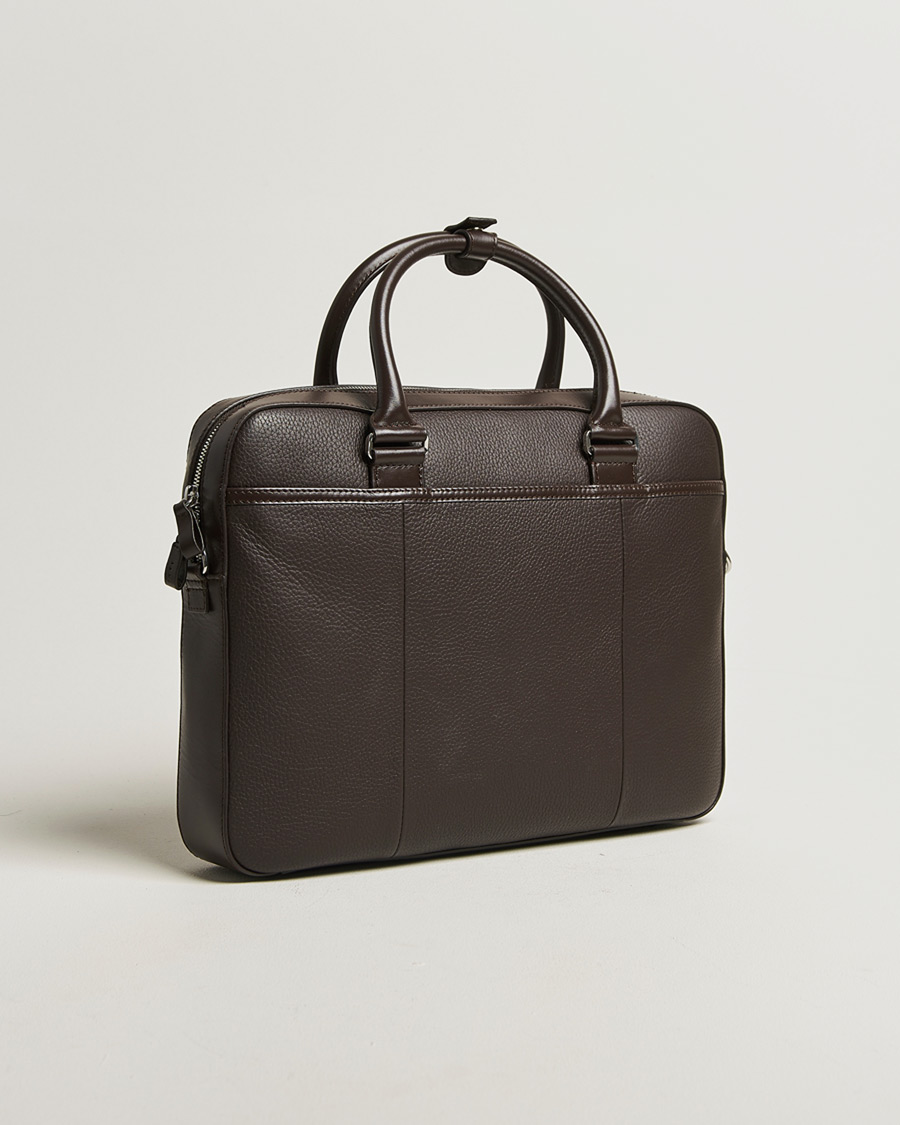 Herre | Vesker | Tiger of Sweden | Bosun Grained Leather Briefcase Dark Brown