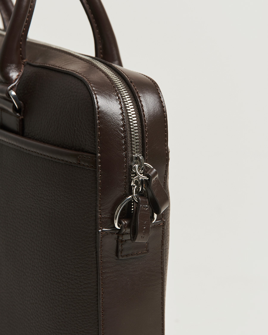 Herre | Vesker | Tiger of Sweden | Bosun Grained Leather Briefcase Dark Brown