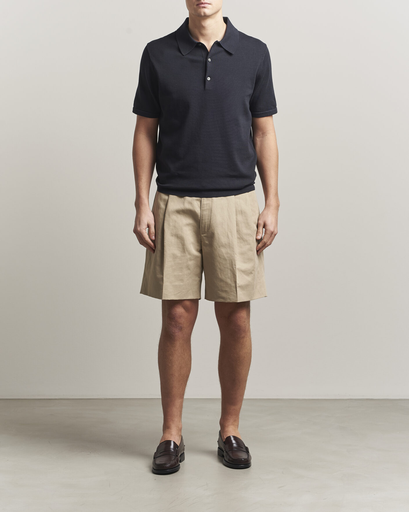 Herre | Pikéer | Tiger of Sweden | Erros Cotton Knitted Polo Light Ink