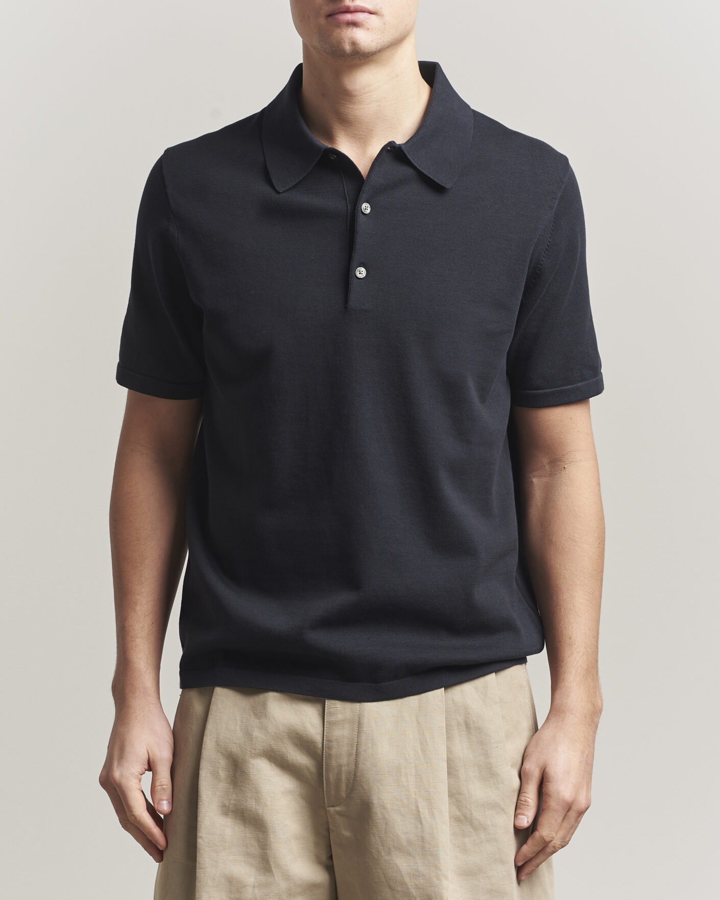 Herre | Pikéer | Tiger of Sweden | Erros Cotton Knitted Polo Light Ink