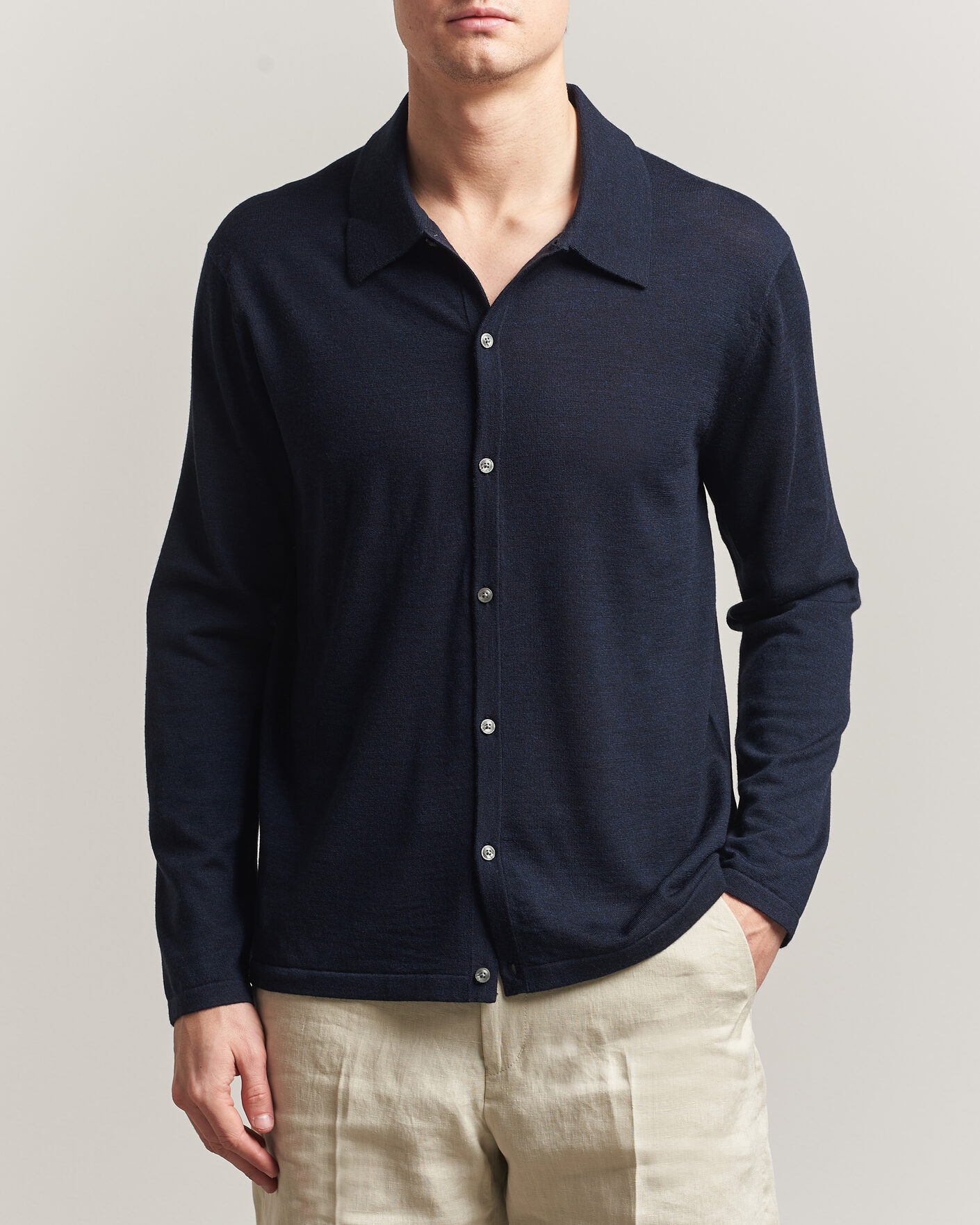 Herre | Gensere | Tiger of Sweden | Verklin Merino Knitted Cardigan Light Ink