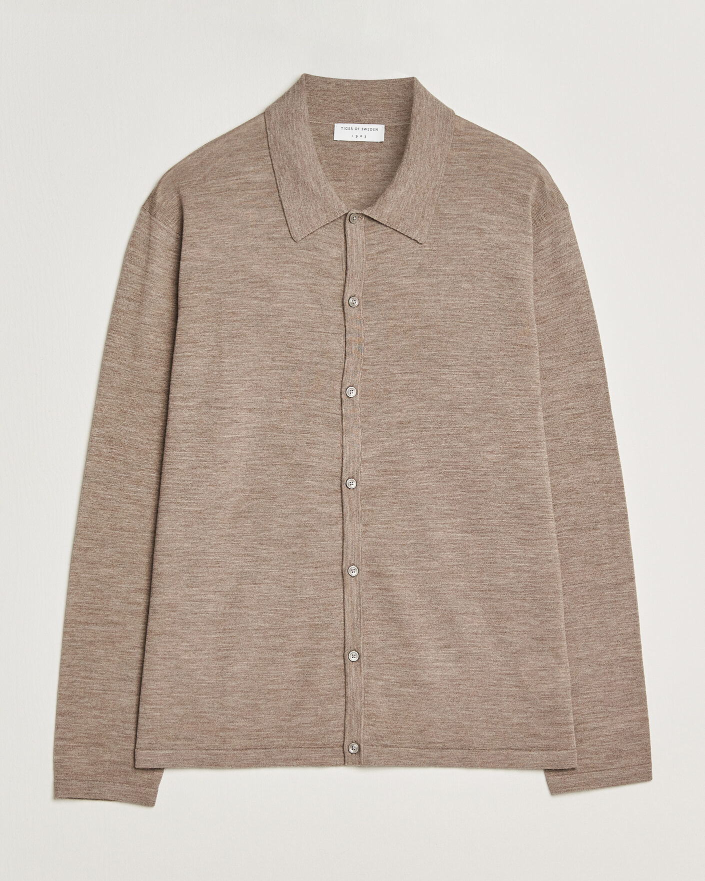 Herre | Gensere | Tiger of Sweden | Verklin Merino Knitted Cardigan Beige Melange
