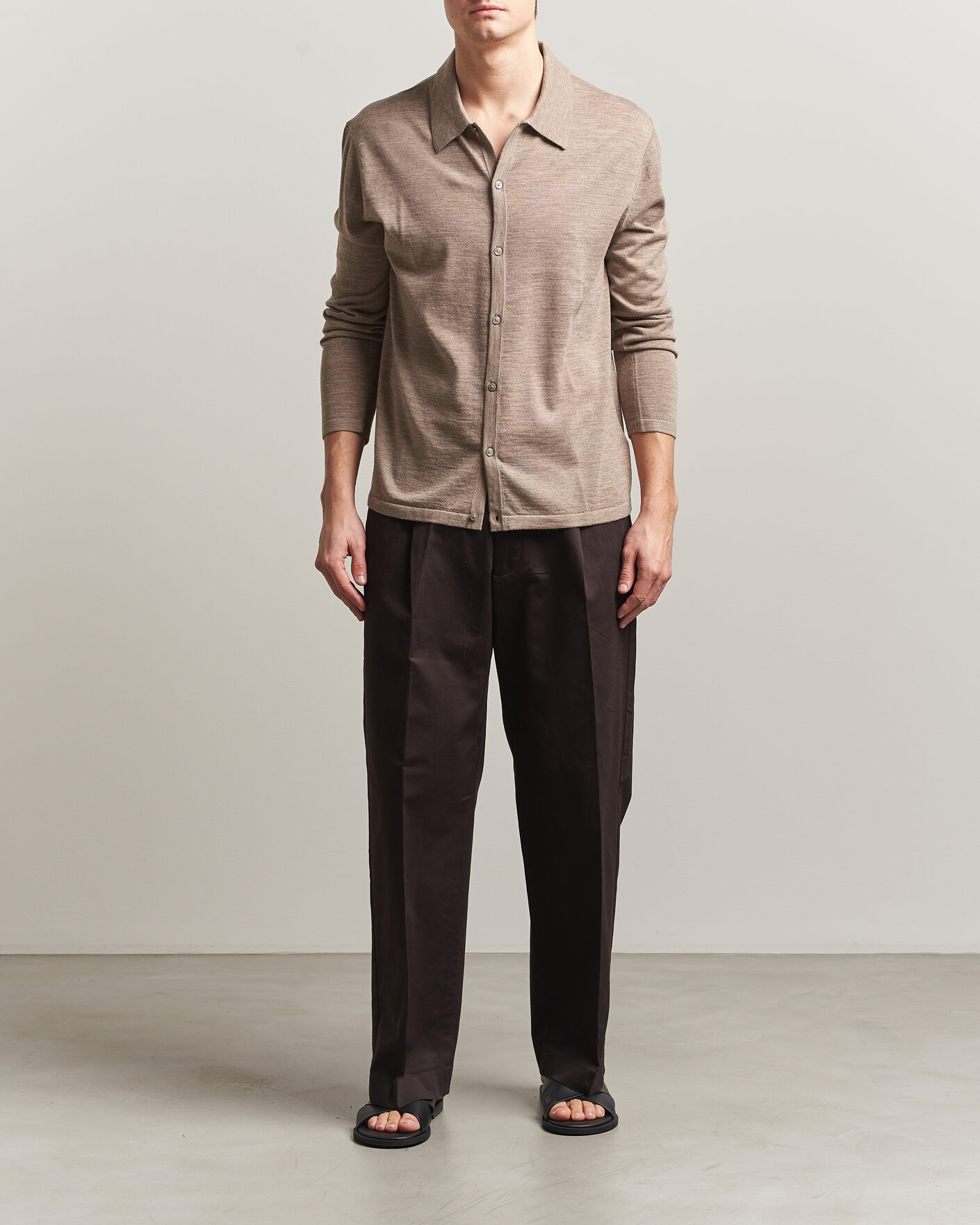 Herre | Gensere | Tiger of Sweden | Verklin Merino Knitted Cardigan Beige Melange