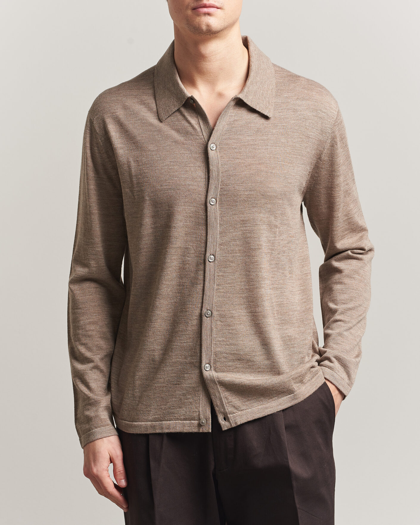 Herre | Gensere | Tiger of Sweden | Verklin Merino Knitted Cardigan Beige Melange
