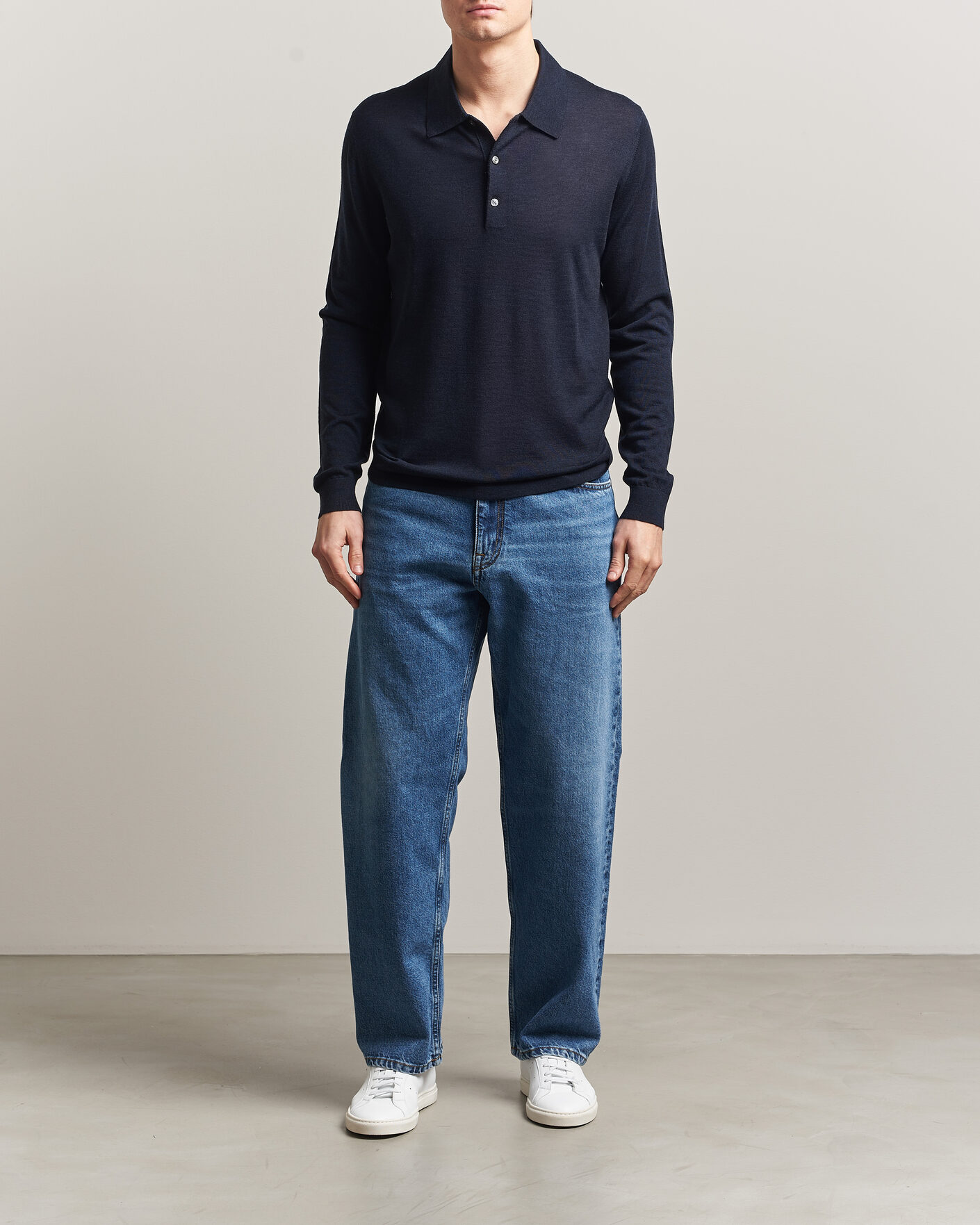 Herre | Gensere | Tiger of Sweden | Eross Merino Knitted Polo Light Ink