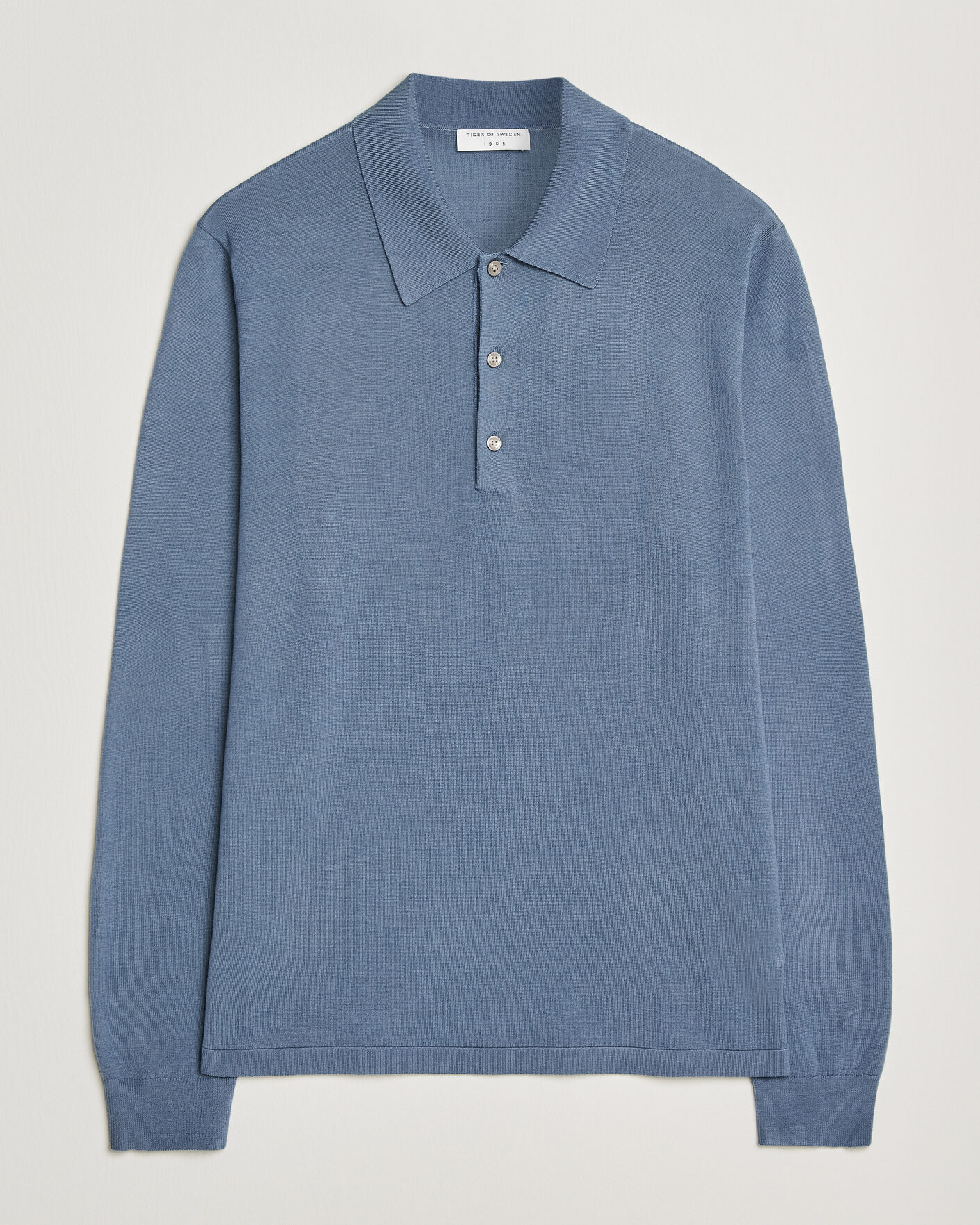 Herre | Gensere | Tiger of Sweden | Eross Merino Knitted Polo Dull Blue