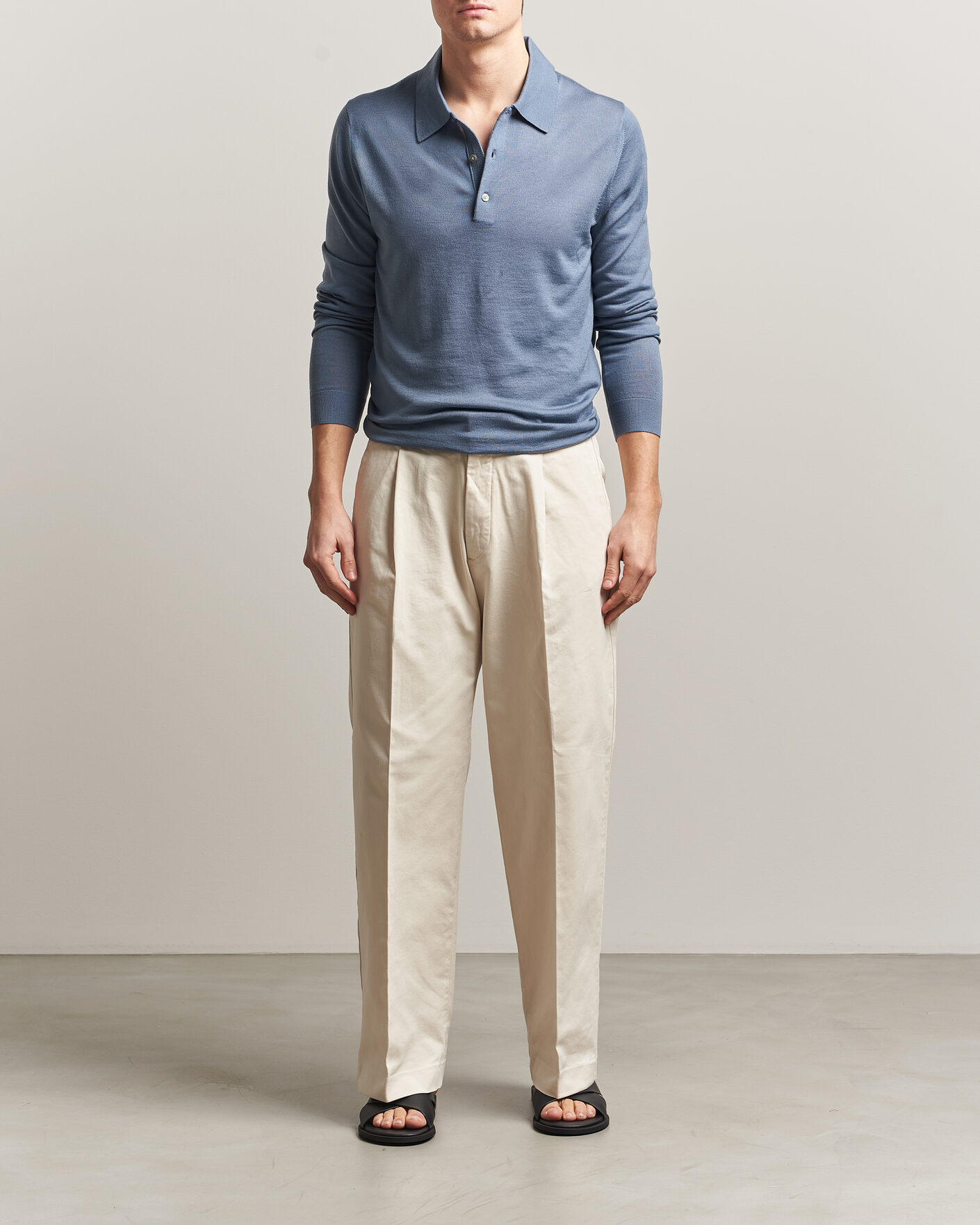 Herre | Gensere | Tiger of Sweden | Eross Merino Knitted Polo Dull Blue
