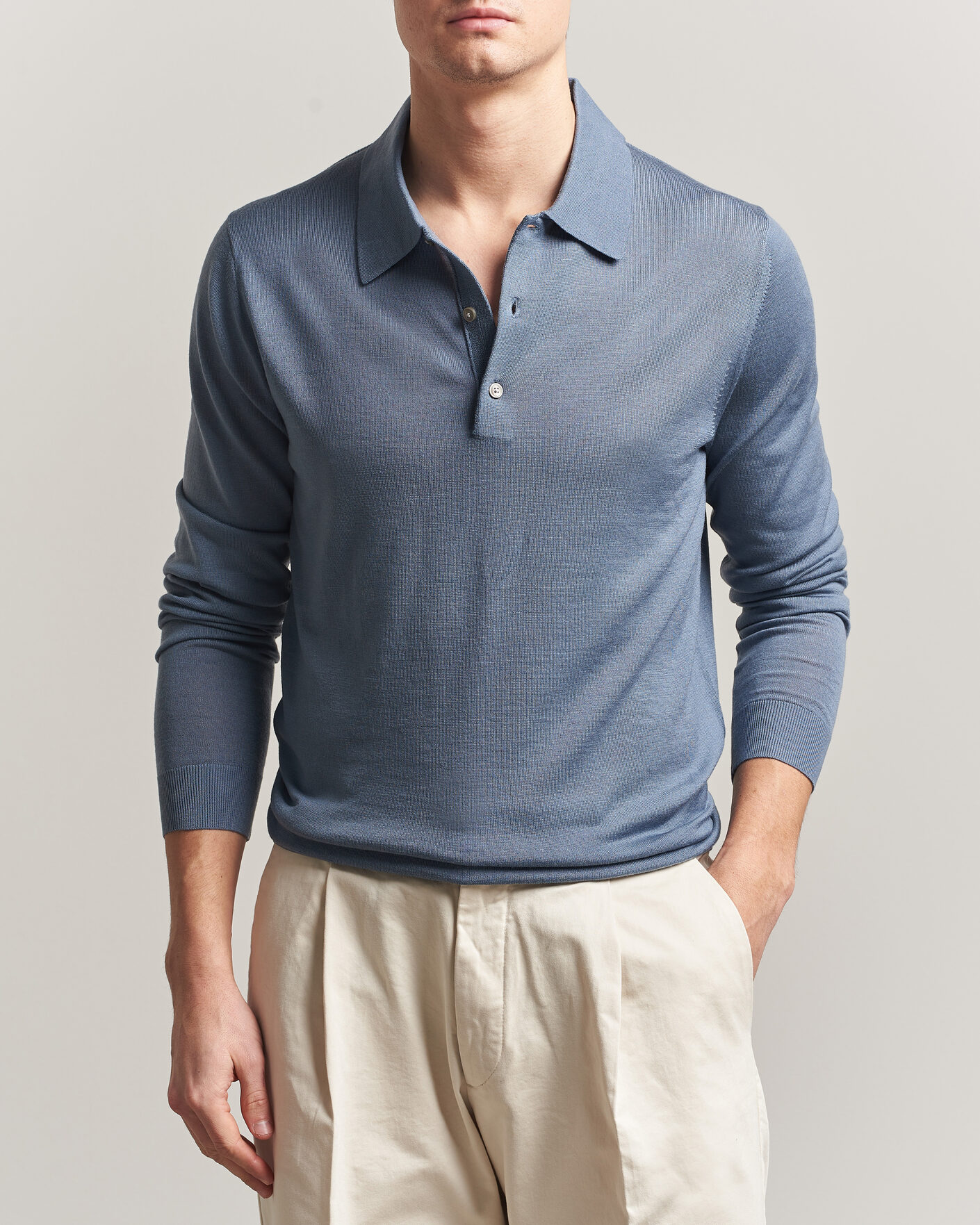 Herre | Gensere | Tiger of Sweden | Eross Merino Knitted Polo Dull Blue