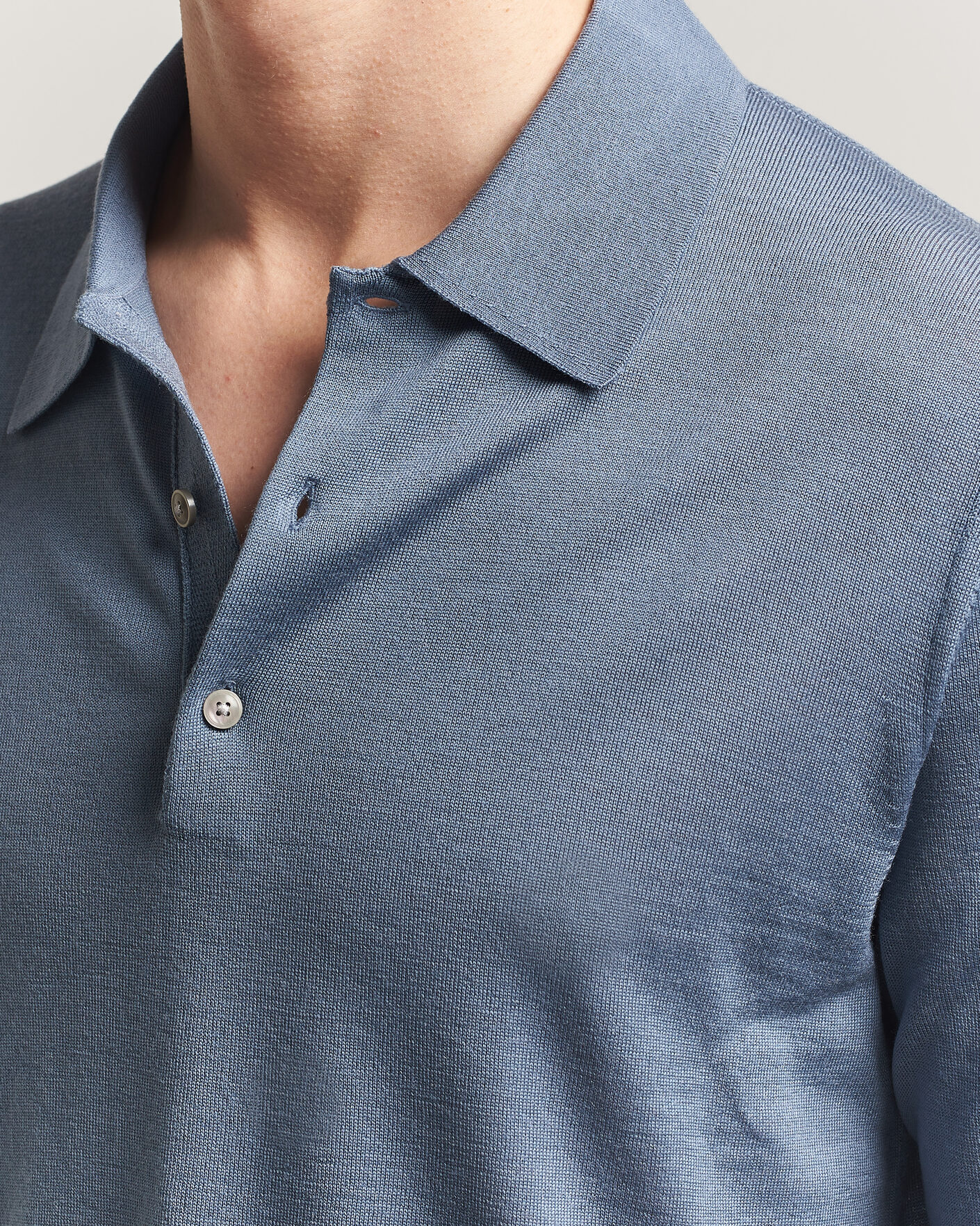 Herre | Gensere | Tiger of Sweden | Eross Merino Knitted Polo Dull Blue