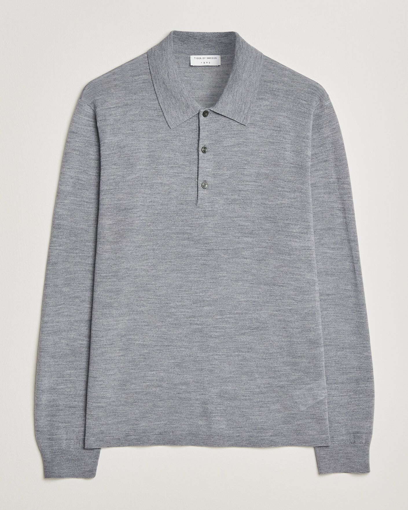 Herre | Gensere | Tiger of Sweden | Eross Merino Knitted Polo Grey Melange