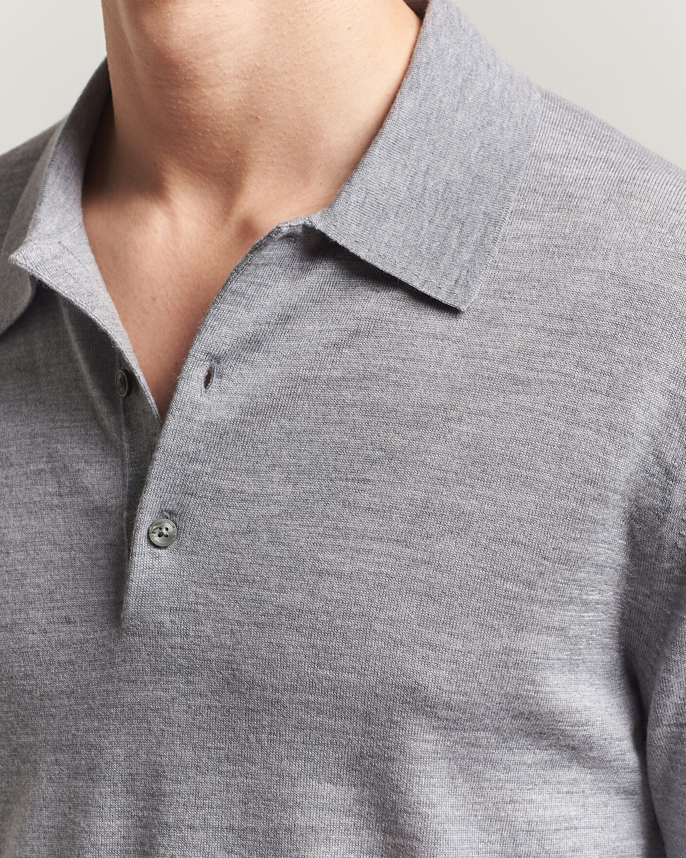 Herre | Gensere | Tiger of Sweden | Eross Merino Knitted Polo Grey Melange