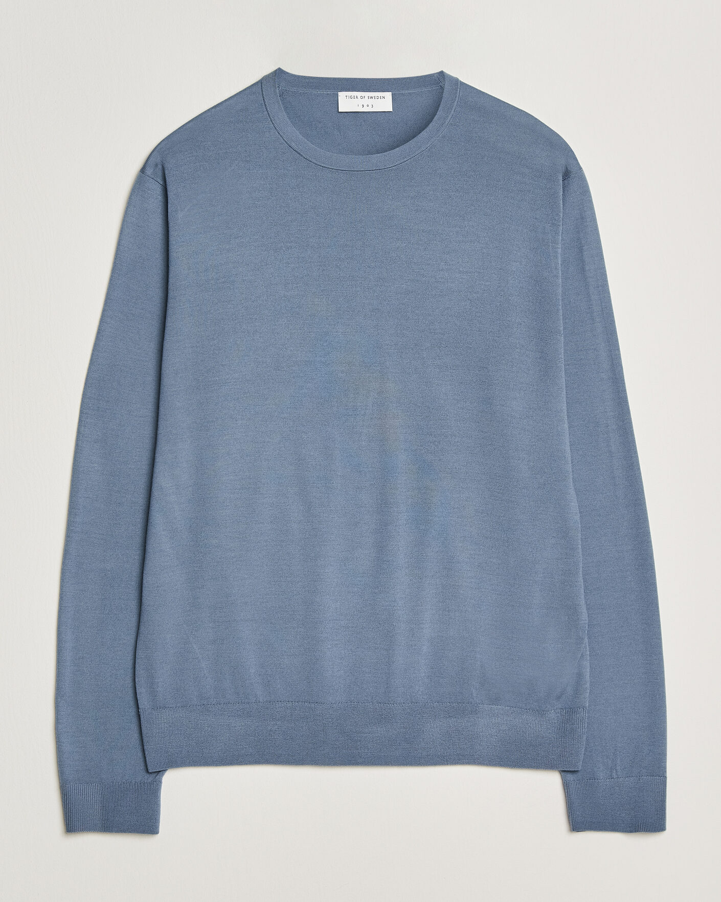 Herre | Gensere | Tiger of Sweden | Connor Merino Knitted Crew Neck Dull Blue