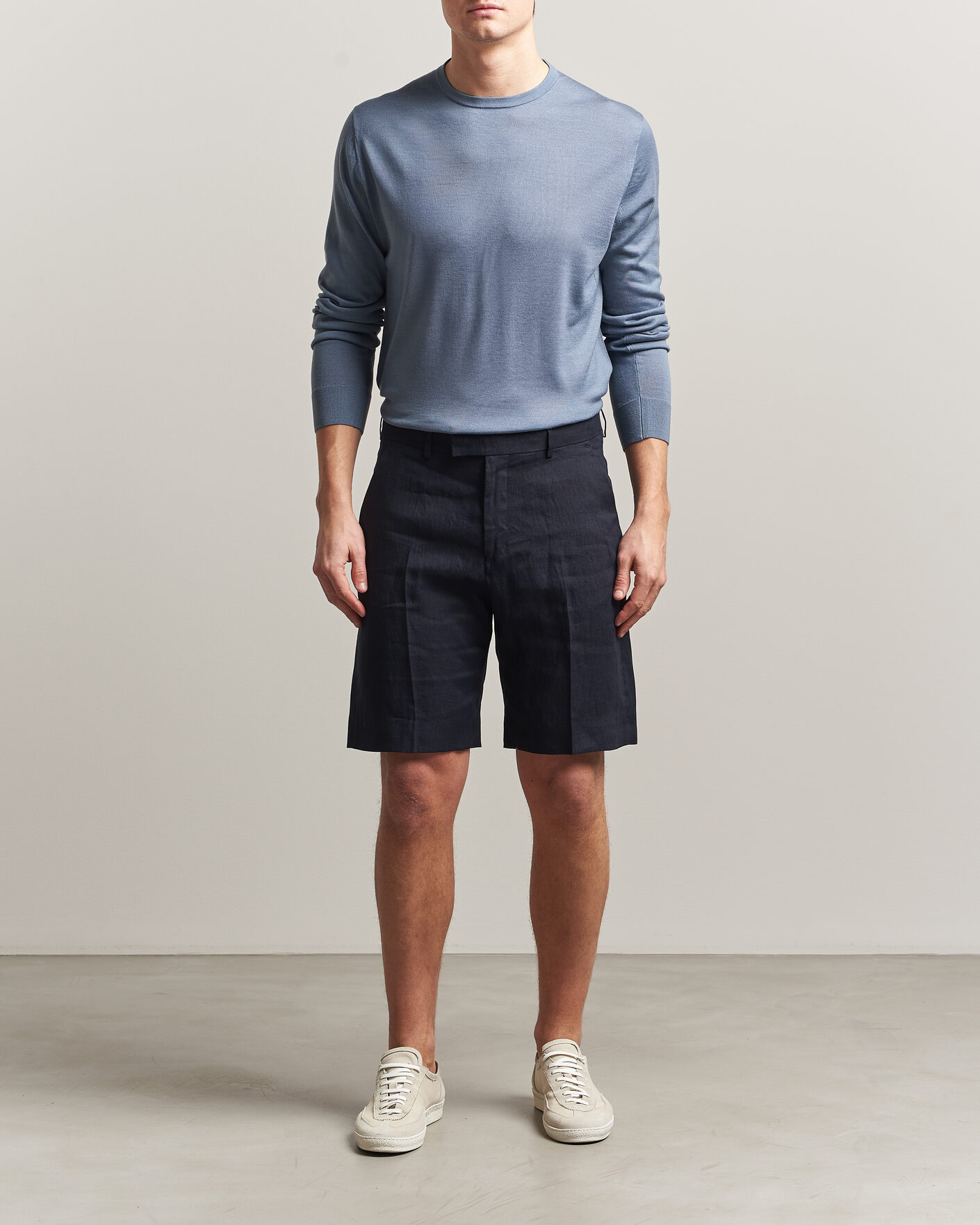 Herre | Gensere | Tiger of Sweden | Connor Merino Knitted Crew Neck Dull Blue